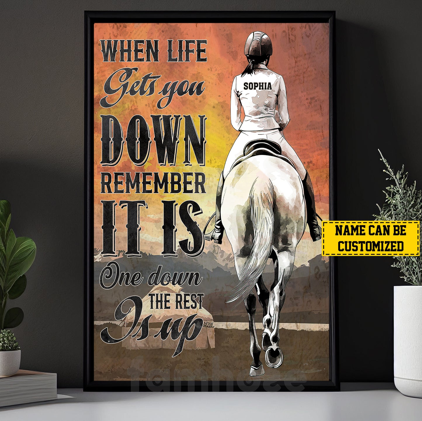 Personalized Horse Girl Riding Canvas Painting, When Life Gets You Down Wall Art Decor, Poster Gift For Horse Girl