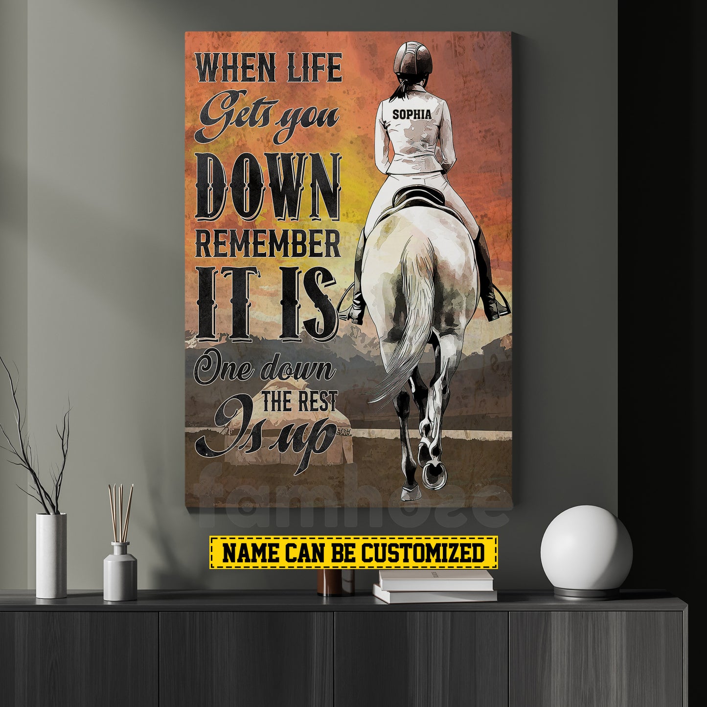Personalized Horse Girl Riding Canvas Painting, When Life Gets You Down Wall Art Decor, Poster Gift For Horse Girl