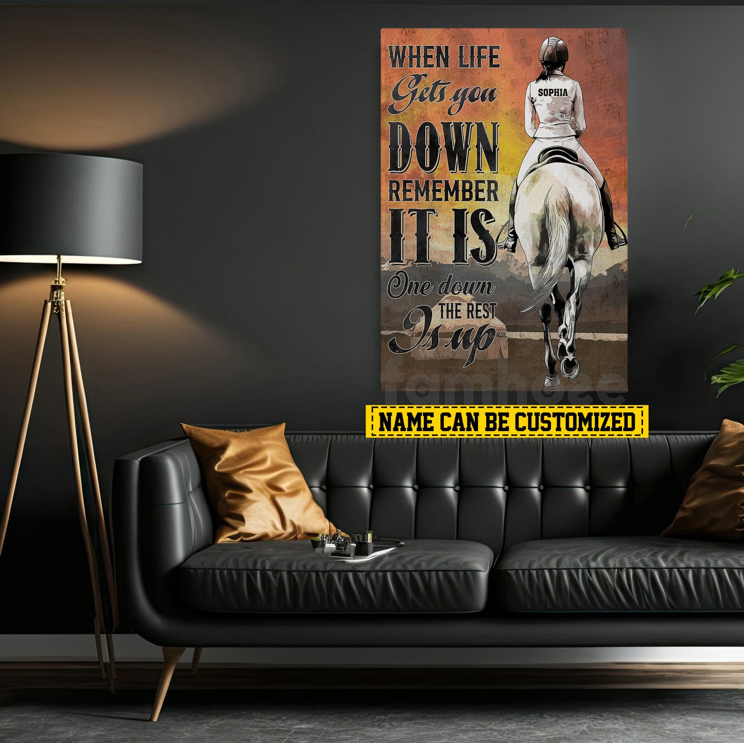 Personalized Horse Girl Riding Canvas Painting, When Life Gets You Down Wall Art Decor, Poster Gift For Horse Girl