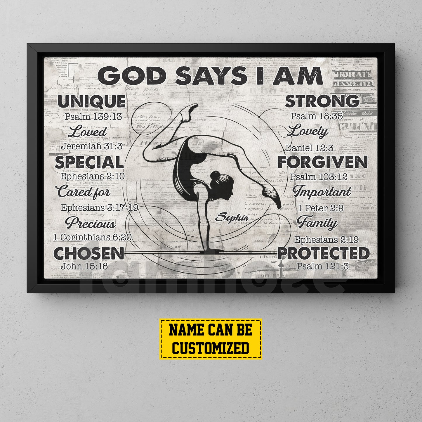 Personalized Gymnastic God Woman Canvas Painting, God Says I Am Wall Art Decor, Poster Gift For Gymnastics Lovers