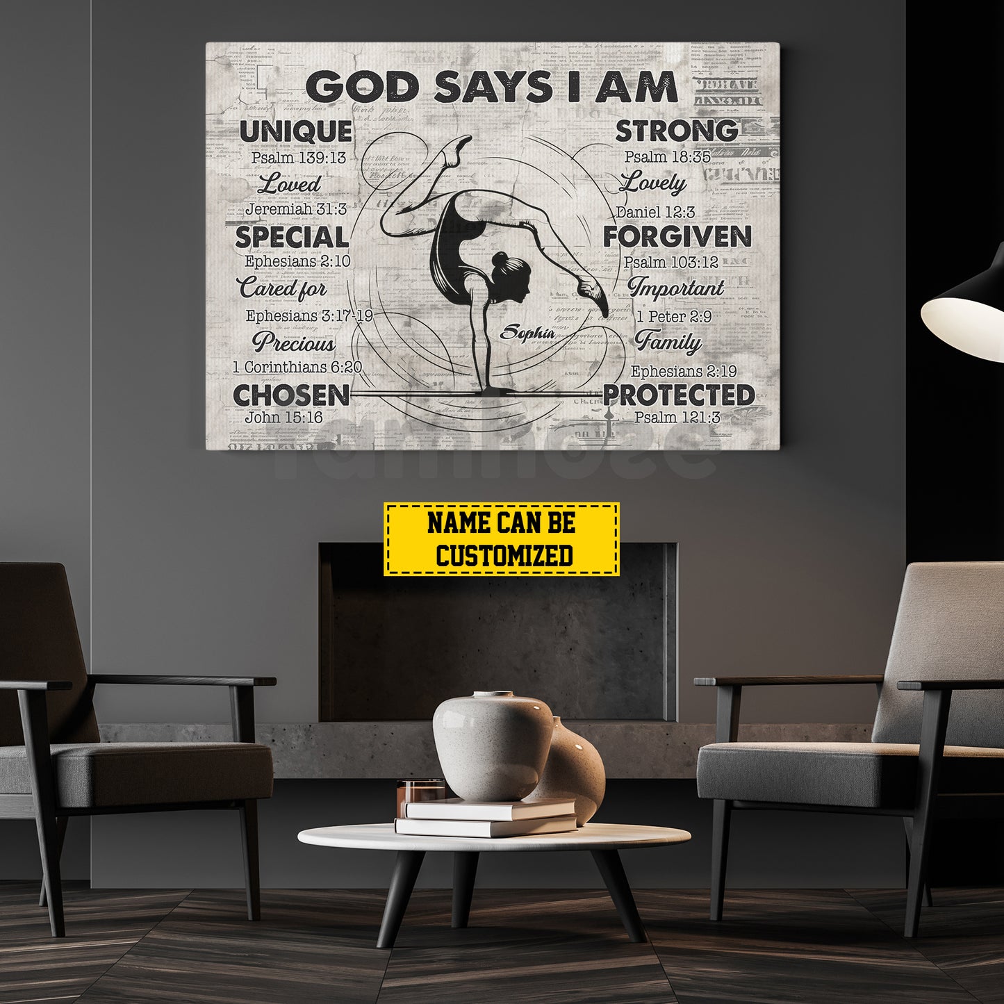 Personalized Gymnastic God Woman Canvas Painting, God Says I Am Wall Art Decor, Poster Gift For Gymnastics Lovers