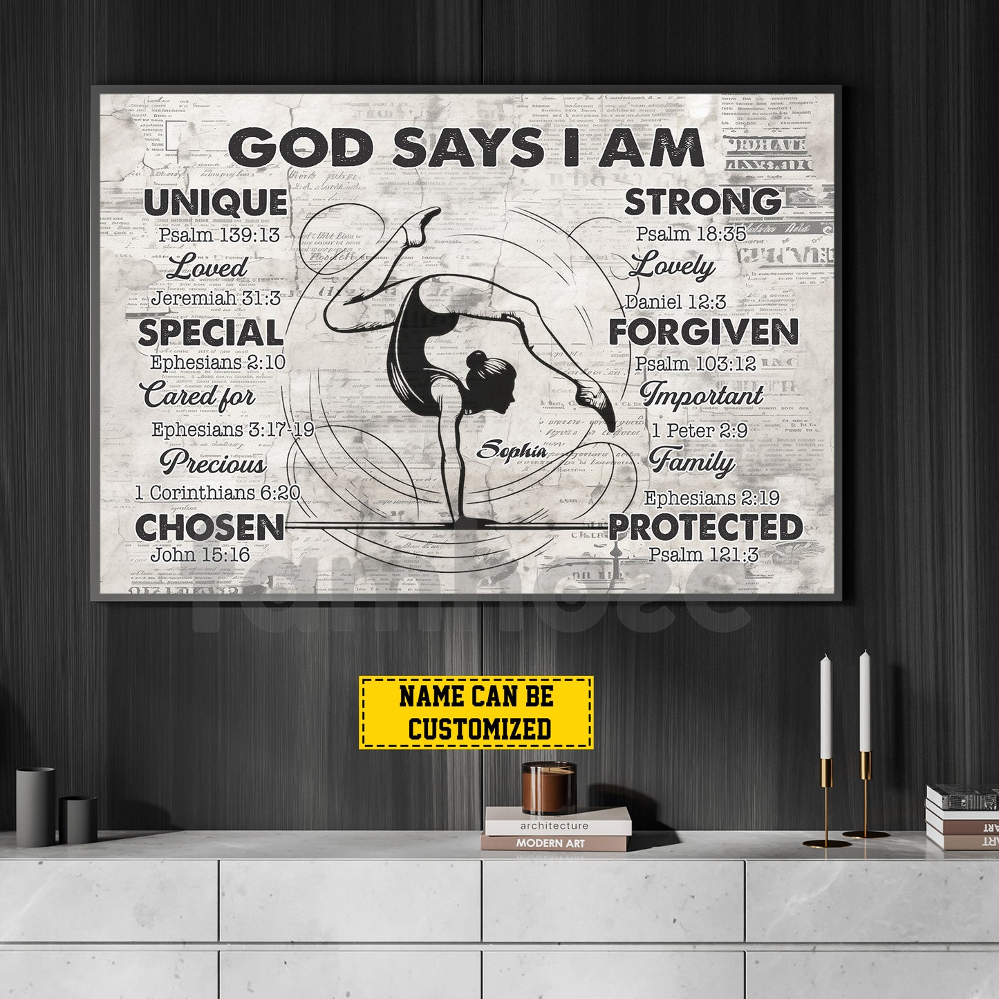 Personalized Gymnastic God Woman Canvas Painting, God Says I Am Wall Art Decor, Poster Gift For Gymnastics Lovers