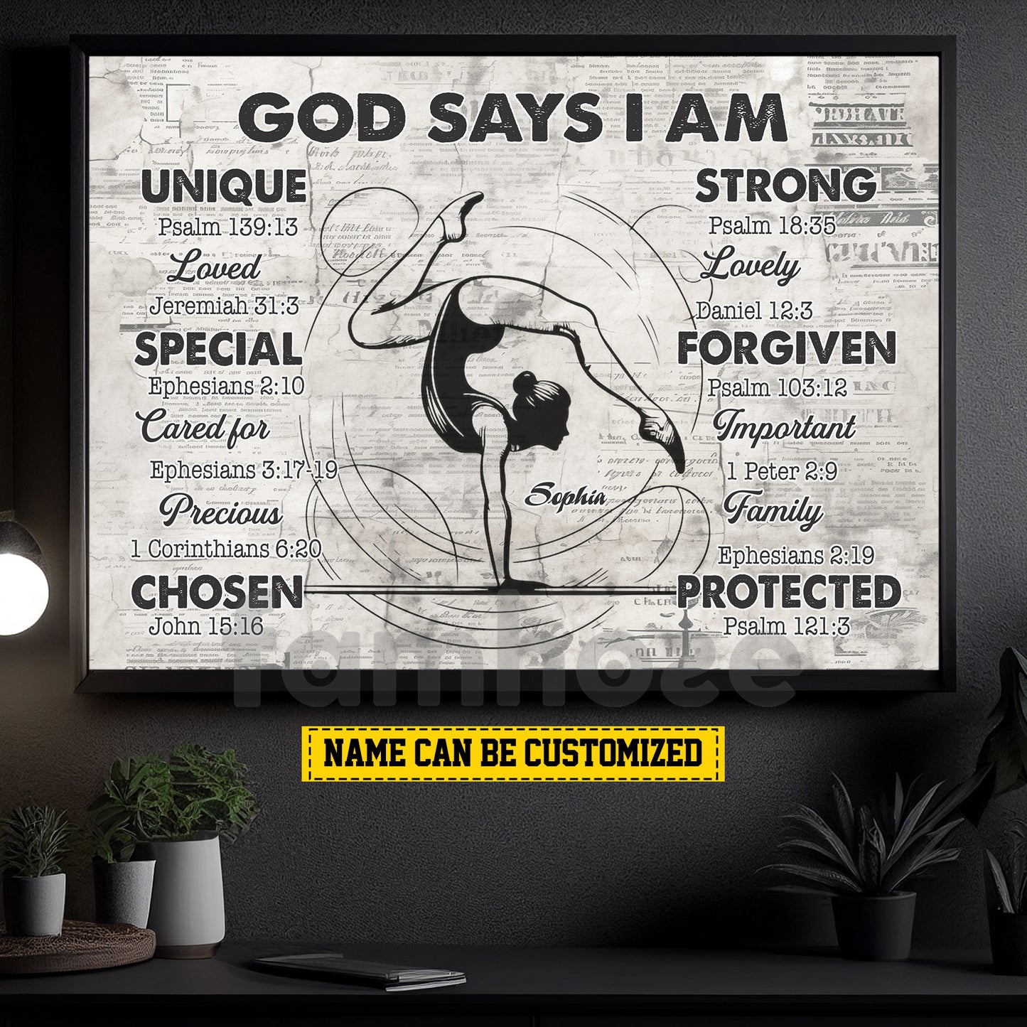 Personalized Gymnastic God Woman Canvas Painting, God Says I Am Wall Art Decor, Poster Gift For Gymnastics Lovers