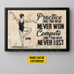 Personalized Gymnastic Girl Canvas Painting, Practice Like You Have Never Won Wall Art Decor, Poster Gift For Gymnastic Lovers
