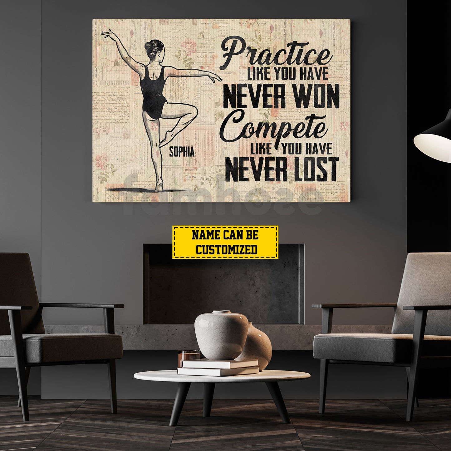 Personalized Gymnastic Girl Canvas Painting, Practice Like You Have Never Won Wall Art Decor, Poster Gift For Gymnastic Lovers