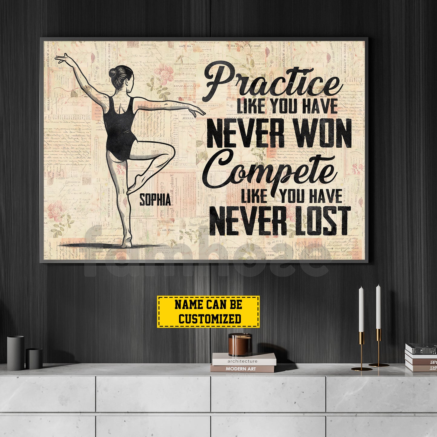Personalized Gymnastic Girl Canvas Painting, Practice Like You Have Never Won Wall Art Decor, Poster Gift For Gymnastic Lovers