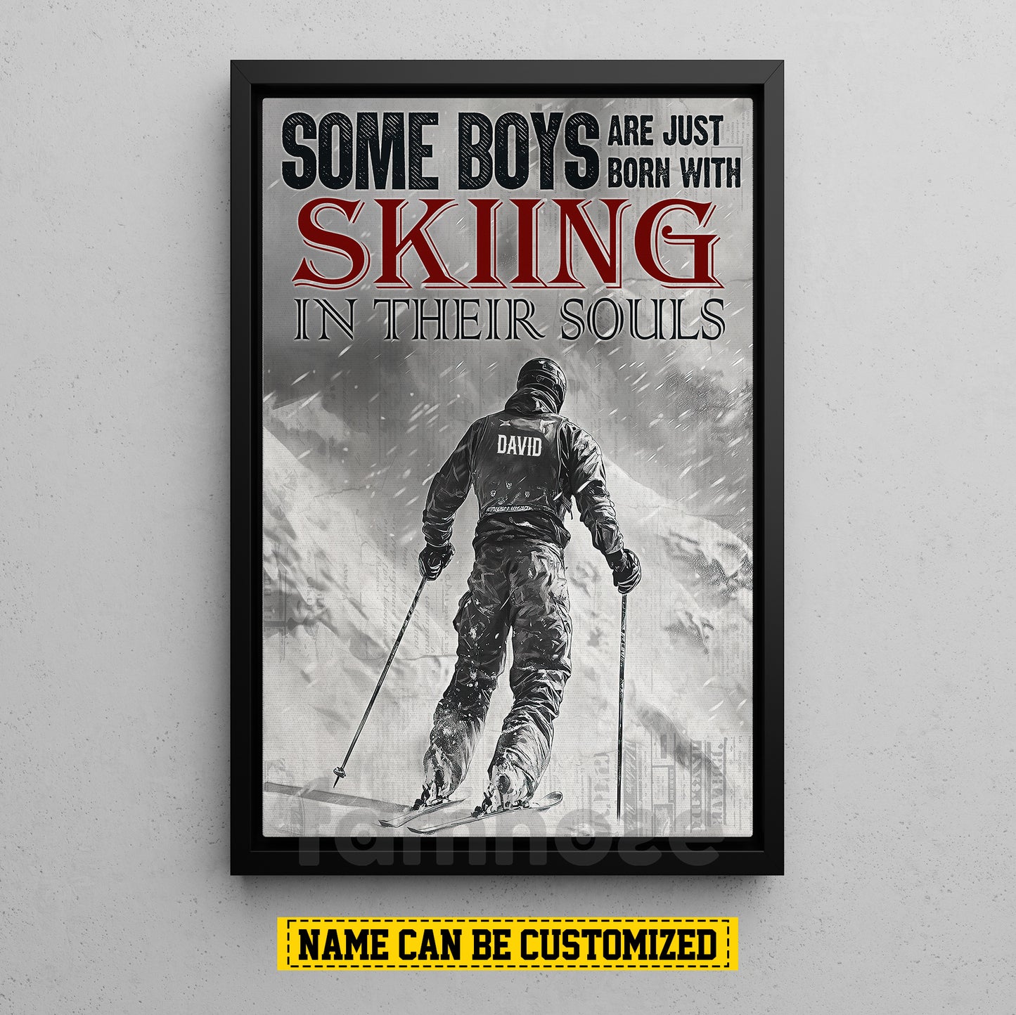 Personalized Skiing Boy Canvas Painting, Some Boys Are Just Born With Skiing In Their Souls Sport Wall Art Decor, Poster Gift For Skiing Lovers
