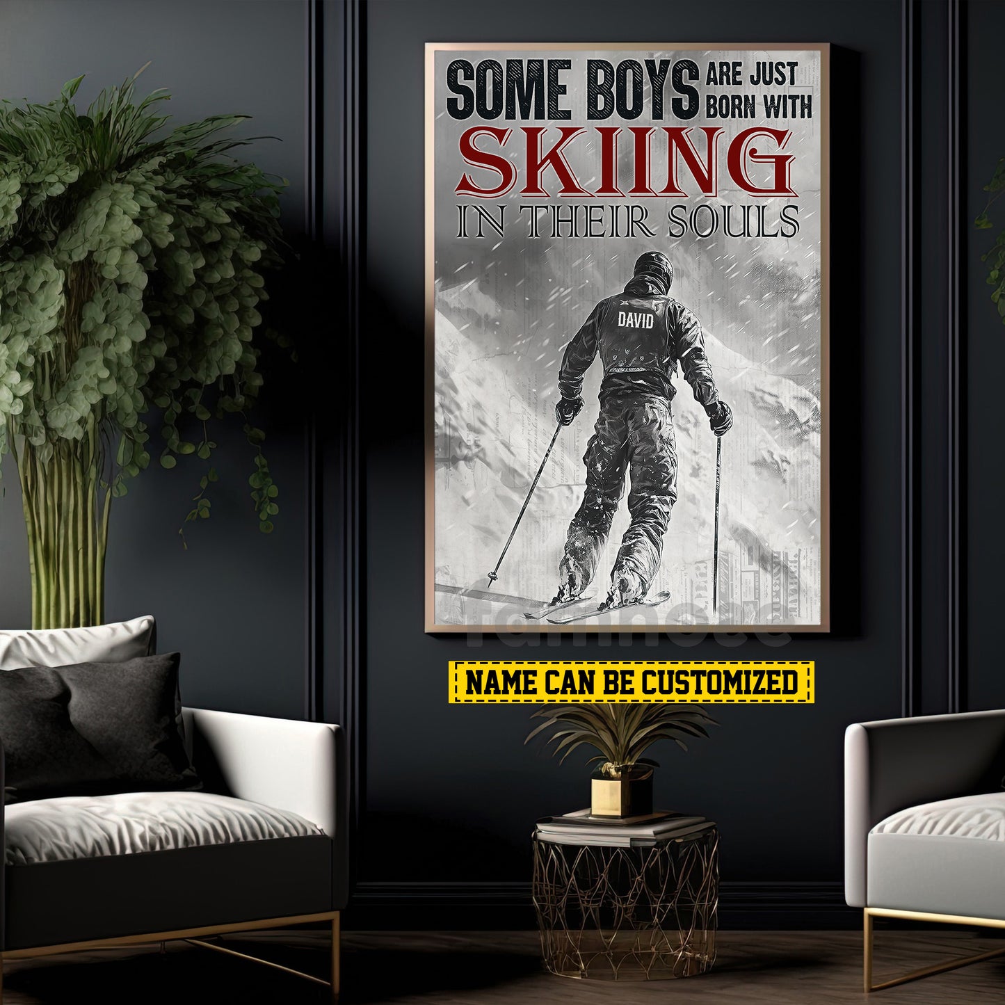 Personalized Skiing Boy Canvas Painting, Some Boys Are Just Born With Skiing In Their Souls Sport Wall Art Decor, Poster Gift For Skiing Lovers