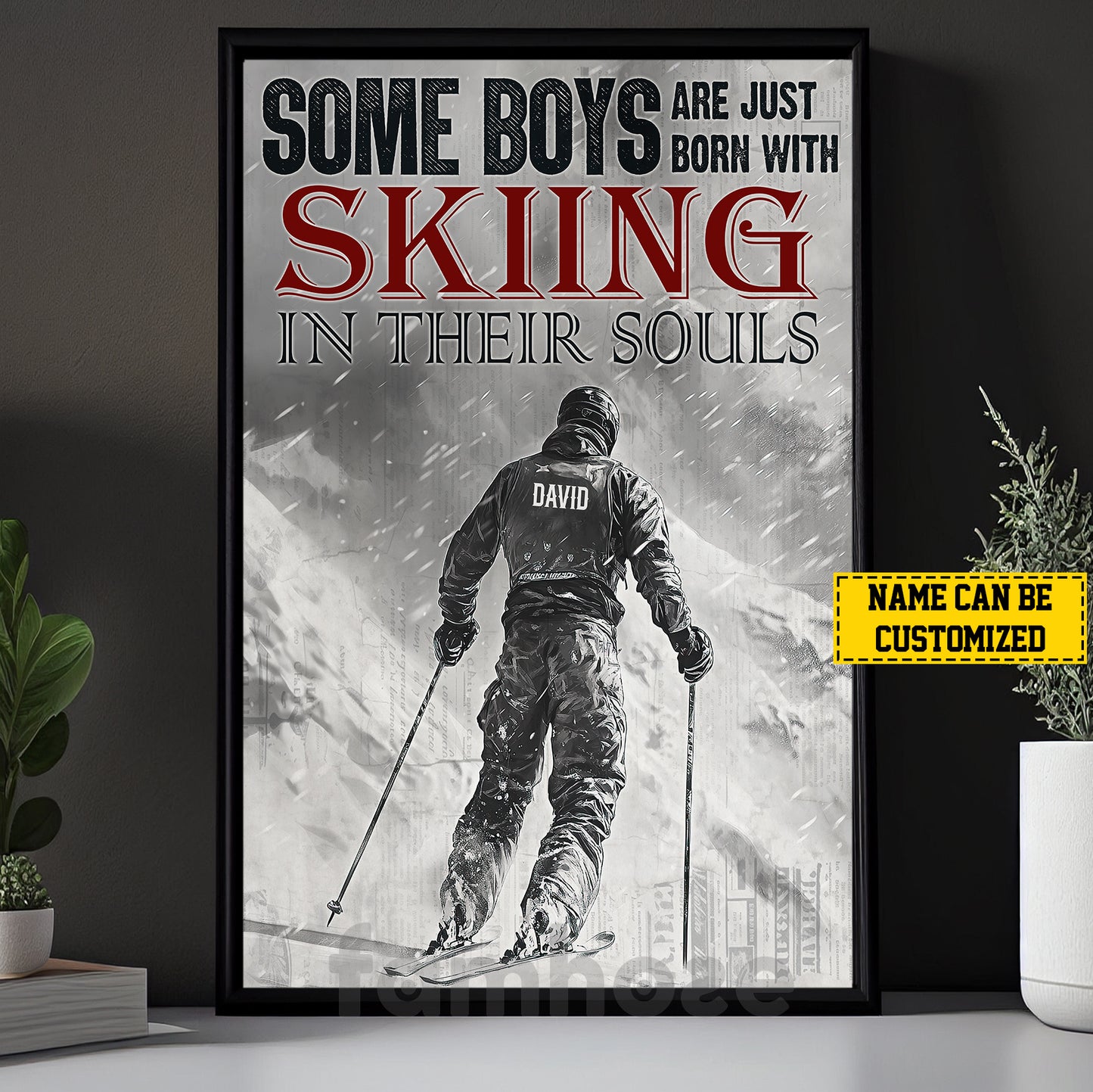 Personalized Skiing Boy Canvas Painting, Some Boys Are Just Born With Skiing In Their Souls Sport Wall Art Decor, Poster Gift For Skiing Lovers