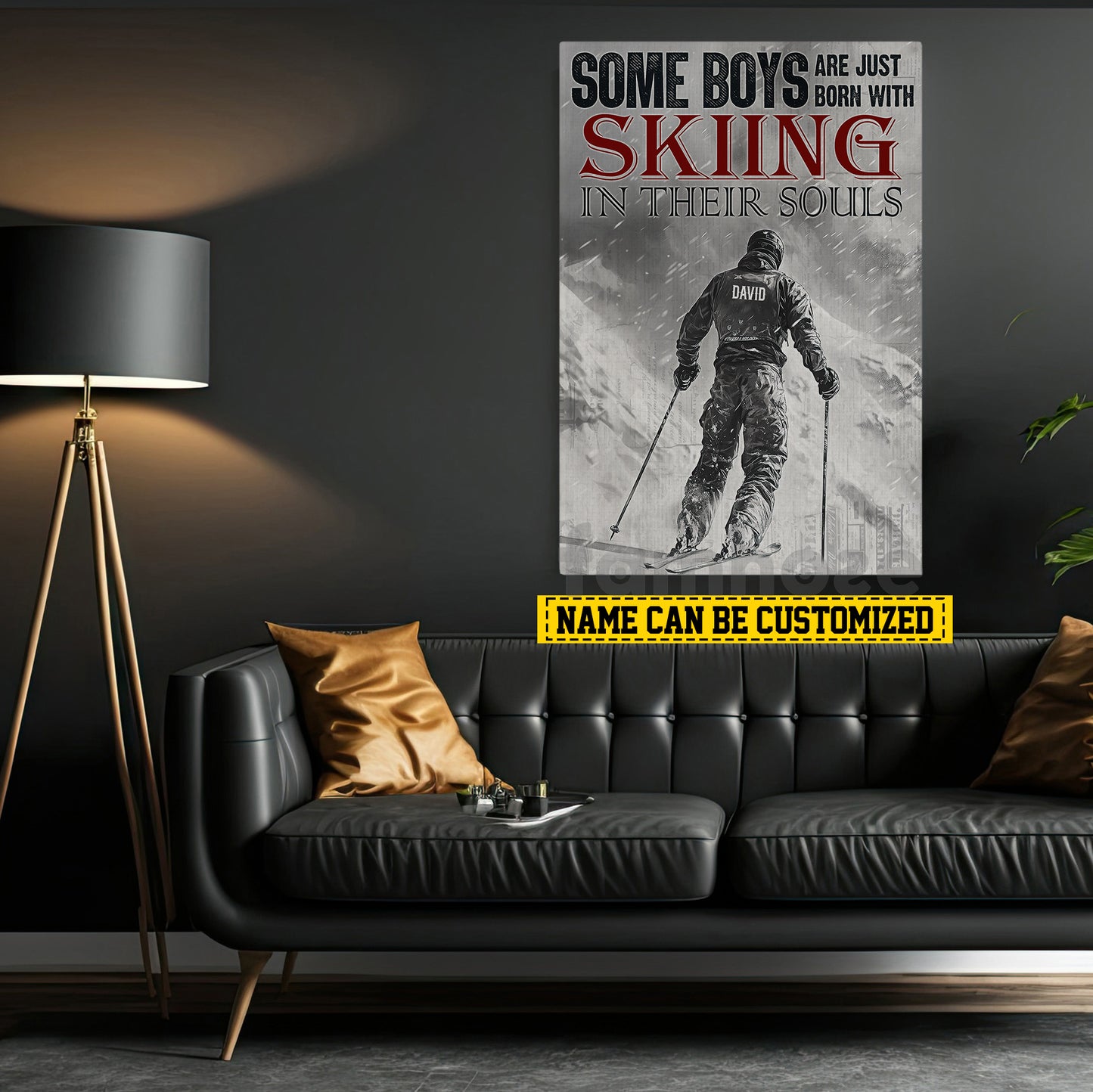 Personalized Skiing Boy Canvas Painting, Some Boys Are Just Born With Skiing In Their Souls Sport Wall Art Decor, Poster Gift For Skiing Lovers