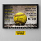 Motivational Personalized Softball Canvas Painting, Be Strong Brave Humble Badass Sport Wall Art Decor, Poster Gift For Softball Lovers