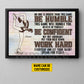 Motivational Personalized Ice Skating Woman Canvas Painting, Be Humble Confident And Work Hard Sport Wall Art Decor, Poster Gift For Ice Skating Lovers