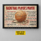 Personalized Basketball God Canvas Painting, Basketball Player's Prayer Sport Wall Art Decor, Poster Gift For Basketball Lovers