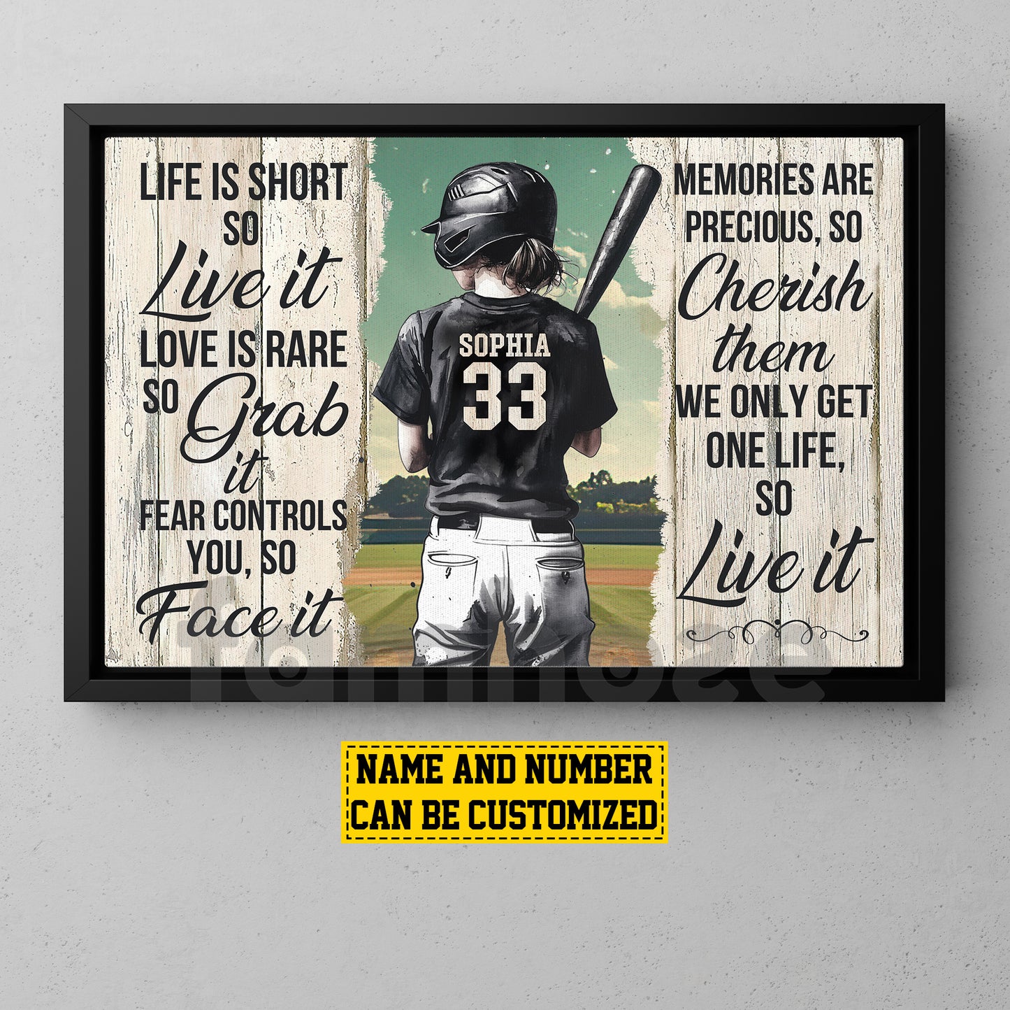 Personalized Softball Girl Canvas Painting, Life Is Short Sport Wall Art Decor, Poster Gift For Softball Lovers