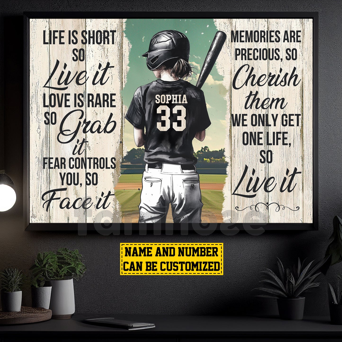 Personalized Softball Girl Canvas Painting, Life Is Short Sport Wall Art Decor, Poster Gift For Softball Lovers