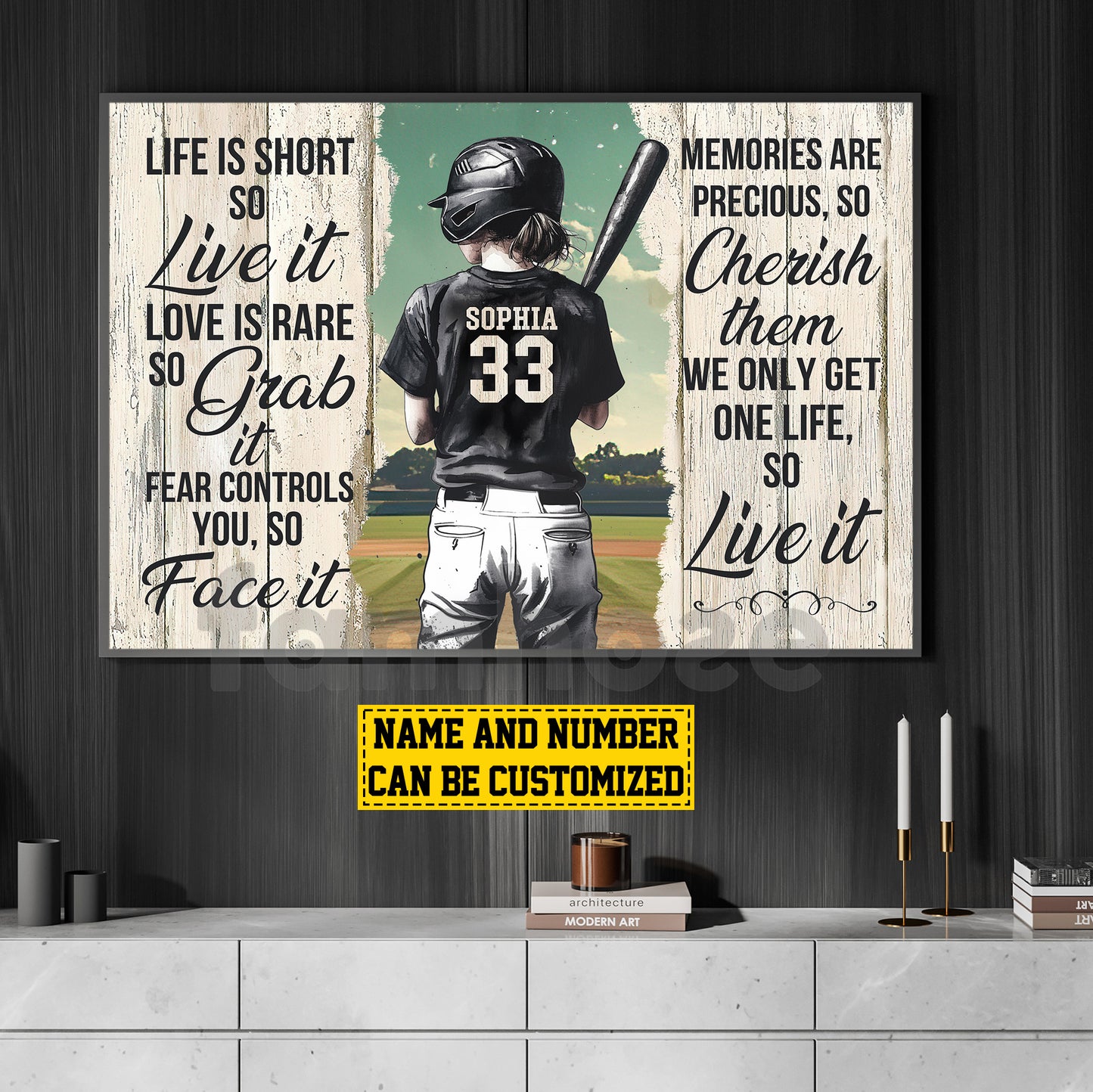Personalized Softball Girl Canvas Painting, Life Is Short Sport Wall Art Decor, Poster Gift For Softball Lovers