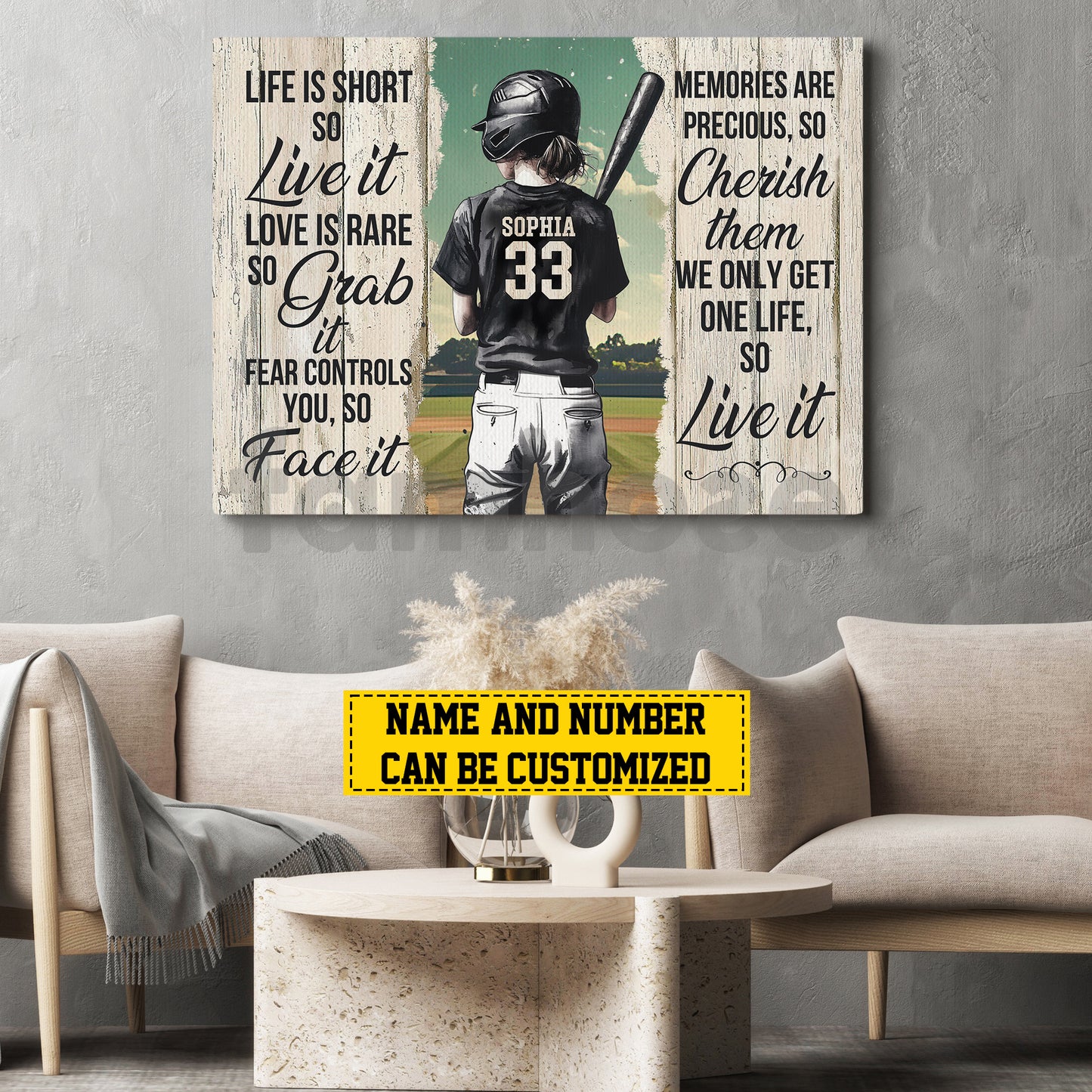 Personalized Softball Girl Canvas Painting, Life Is Short Sport Wall Art Decor, Poster Gift For Softball Lovers