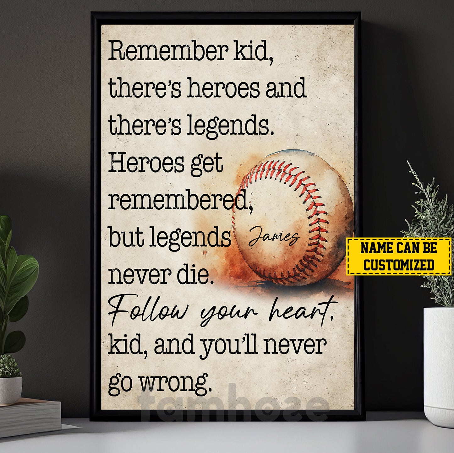 Personalized Baseball Canvas Painting, Heroes Get Remembered But Legends Never Die Sport Wall Art Decor, Poster Gift For Baseball Lovers