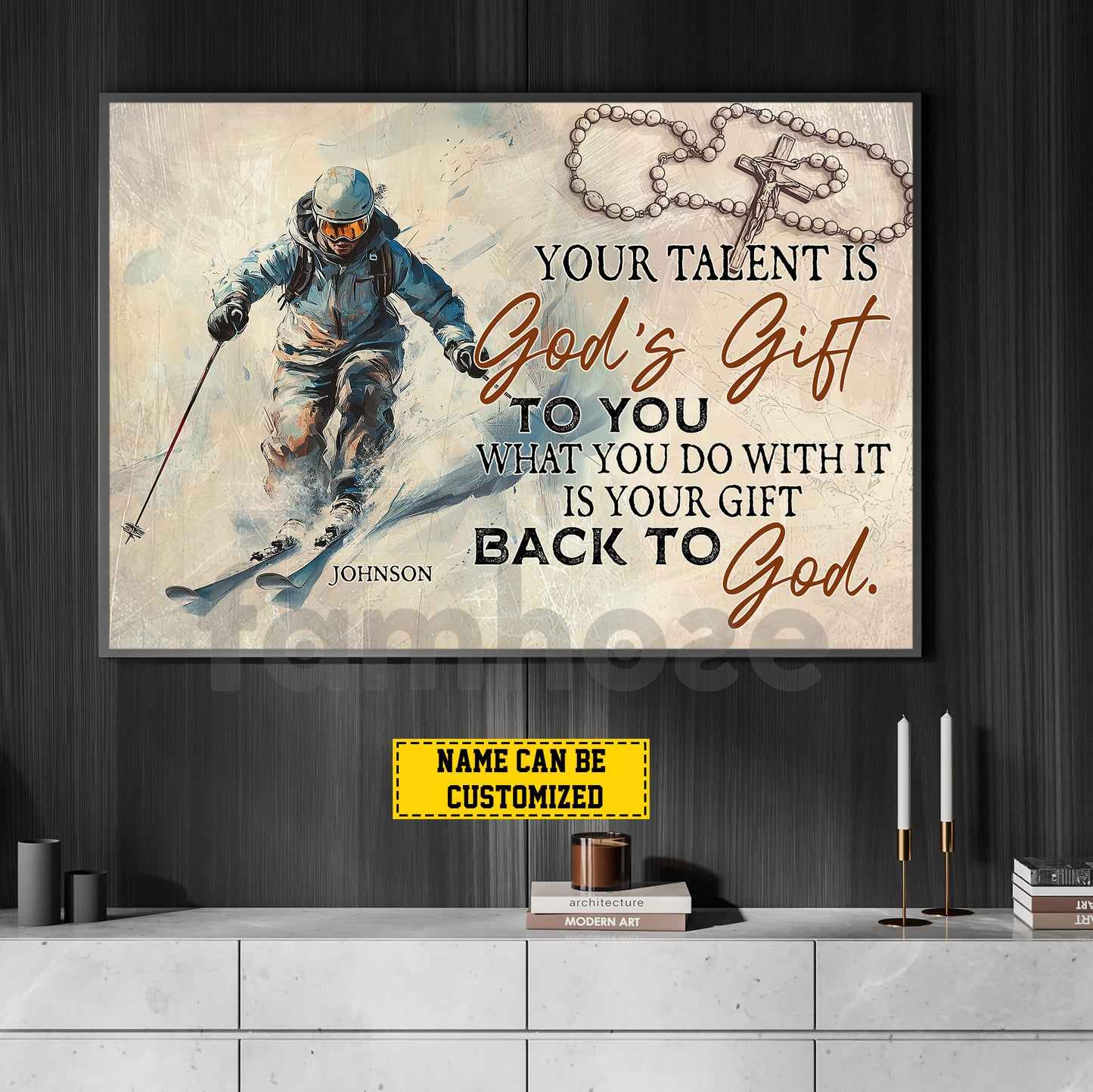 Personalized Skiing God Canvas Painting, Your Talent Is God's Gift Wall Art Decor, Poster Gift For Skiing Lovers, God Lovers