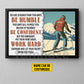 Personalized Skiing Canvas Painting, Be Humble Confident And Work Hard Sport Wall Art Decor, Poster Gift For Skiing Lovers