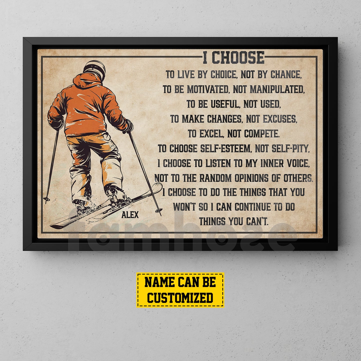 Personalized Skiing Canvas Painting, I Choose Sport Wall Art Decor, Poster Gift For Skiing Lovers