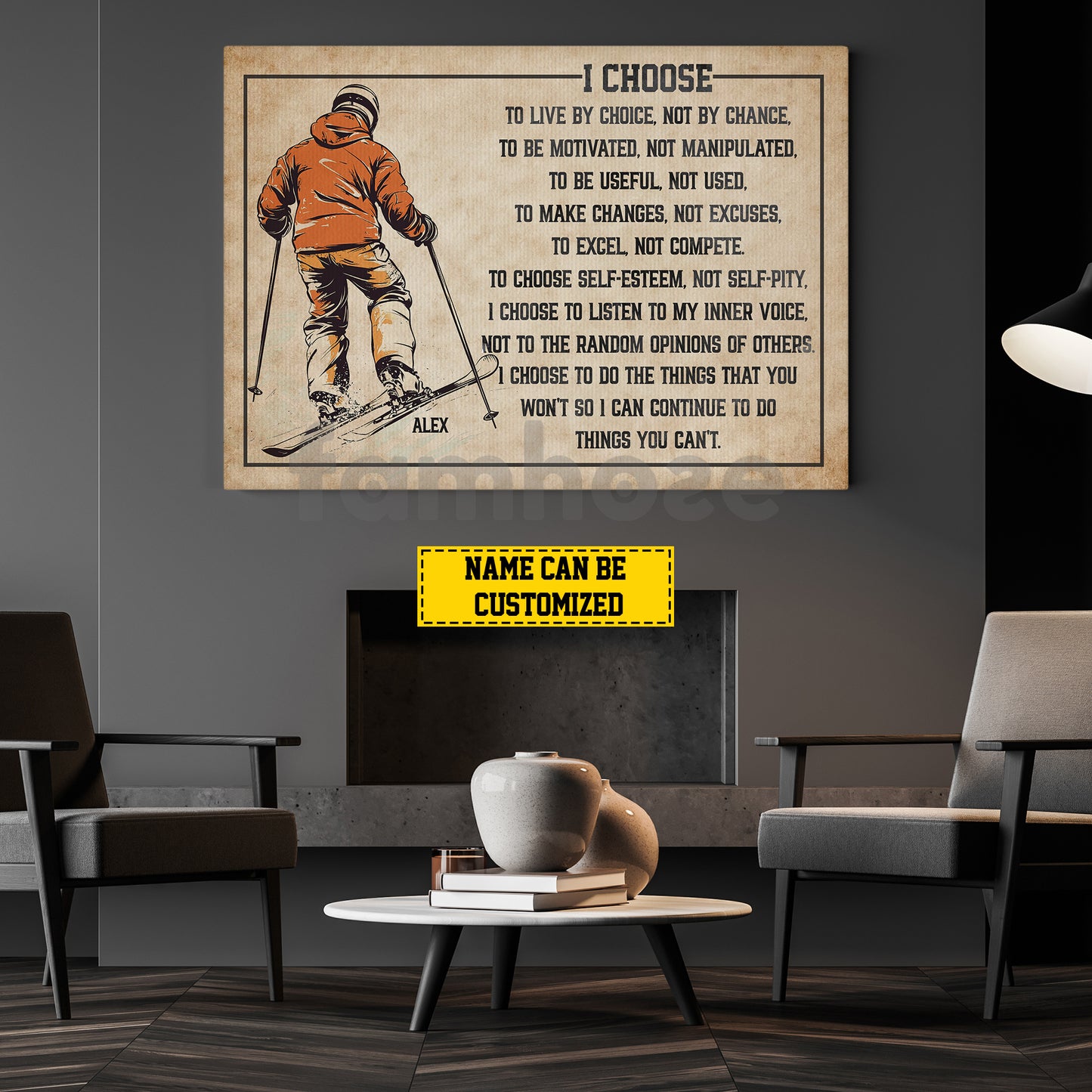 Personalized Skiing Canvas Painting, I Choose Sport Wall Art Decor, Poster Gift For Skiing Lovers