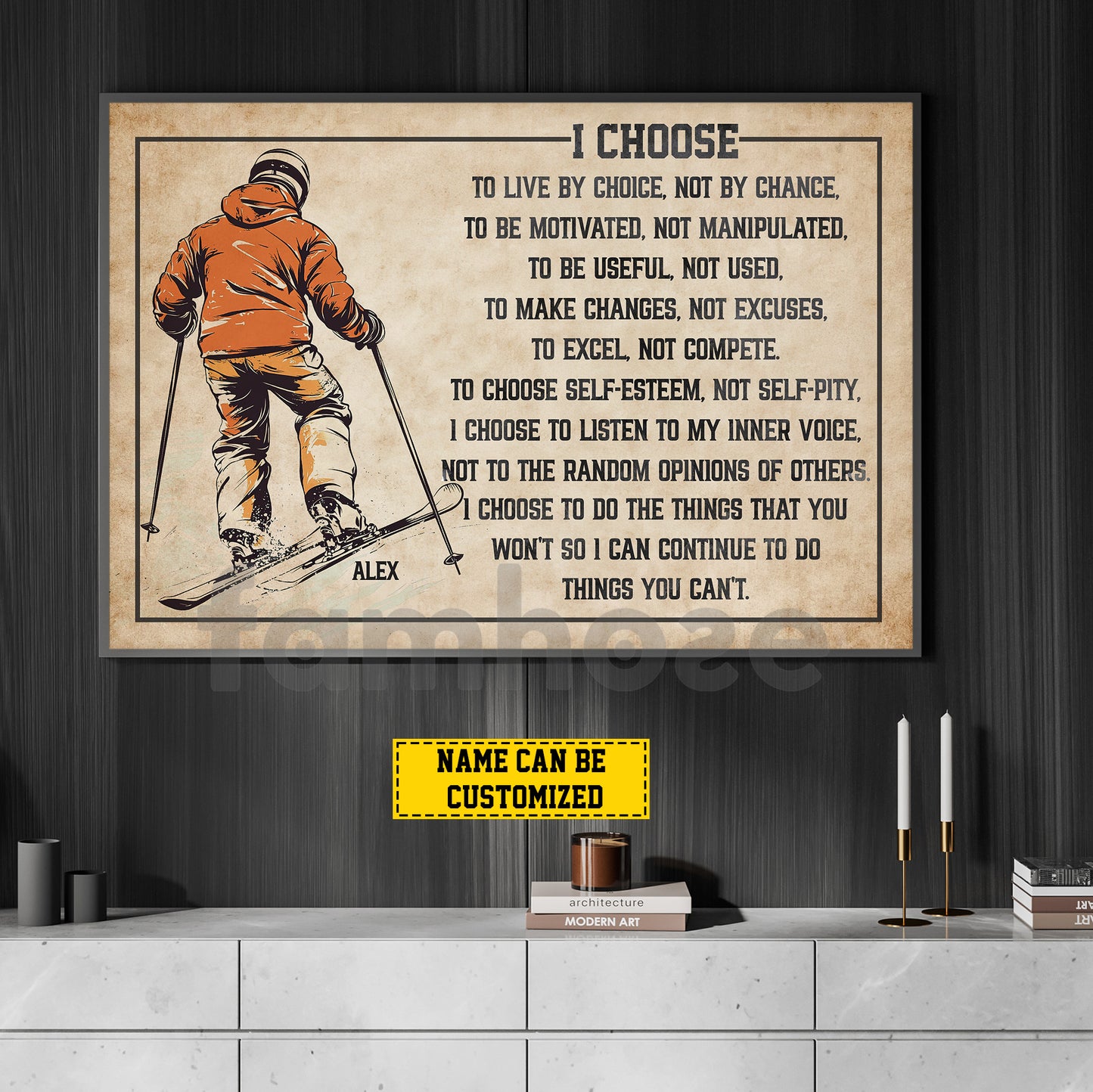Personalized Skiing Canvas Painting, I Choose Sport Wall Art Decor, Poster Gift For Skiing Lovers