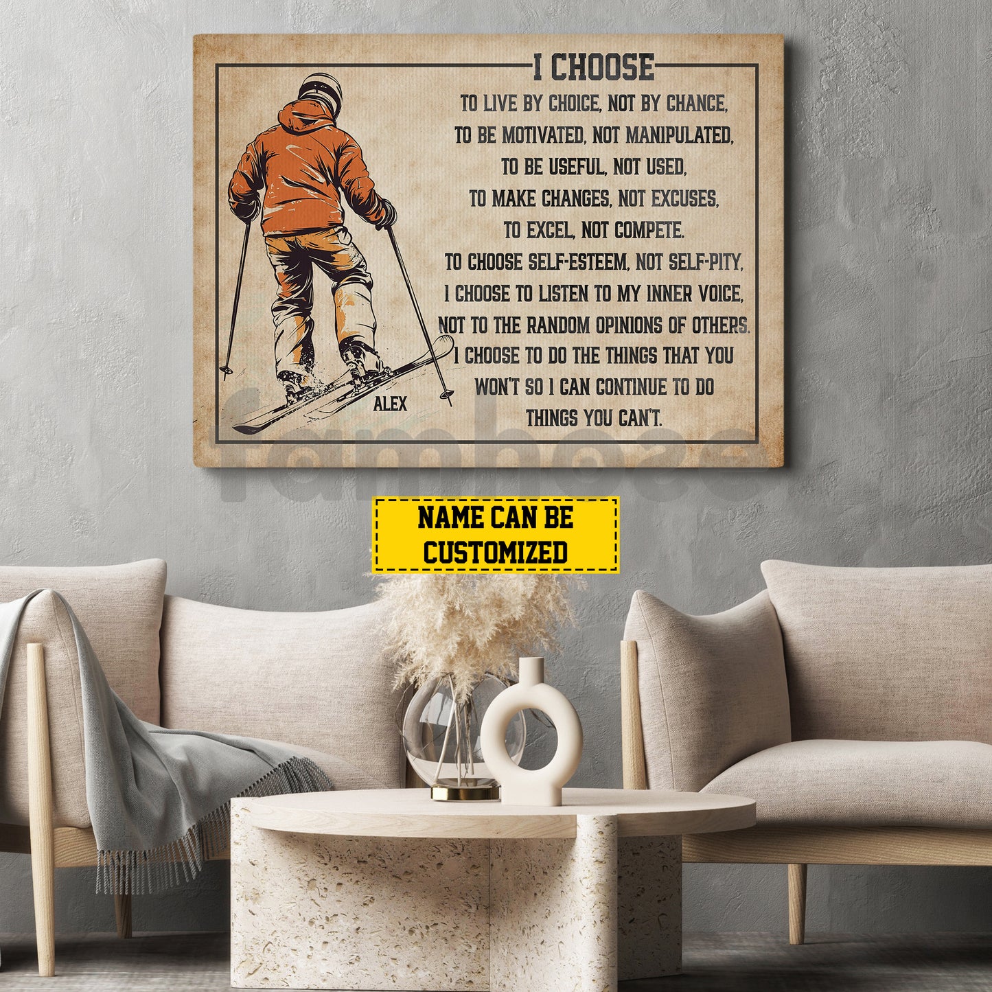 Personalized Skiing Canvas Painting, I Choose Sport Wall Art Decor, Poster Gift For Skiing Lovers