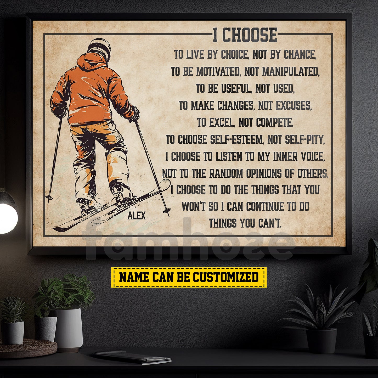 Personalized Skiing Canvas Painting, I Choose Sport Wall Art Decor, Poster Gift For Skiing Lovers
