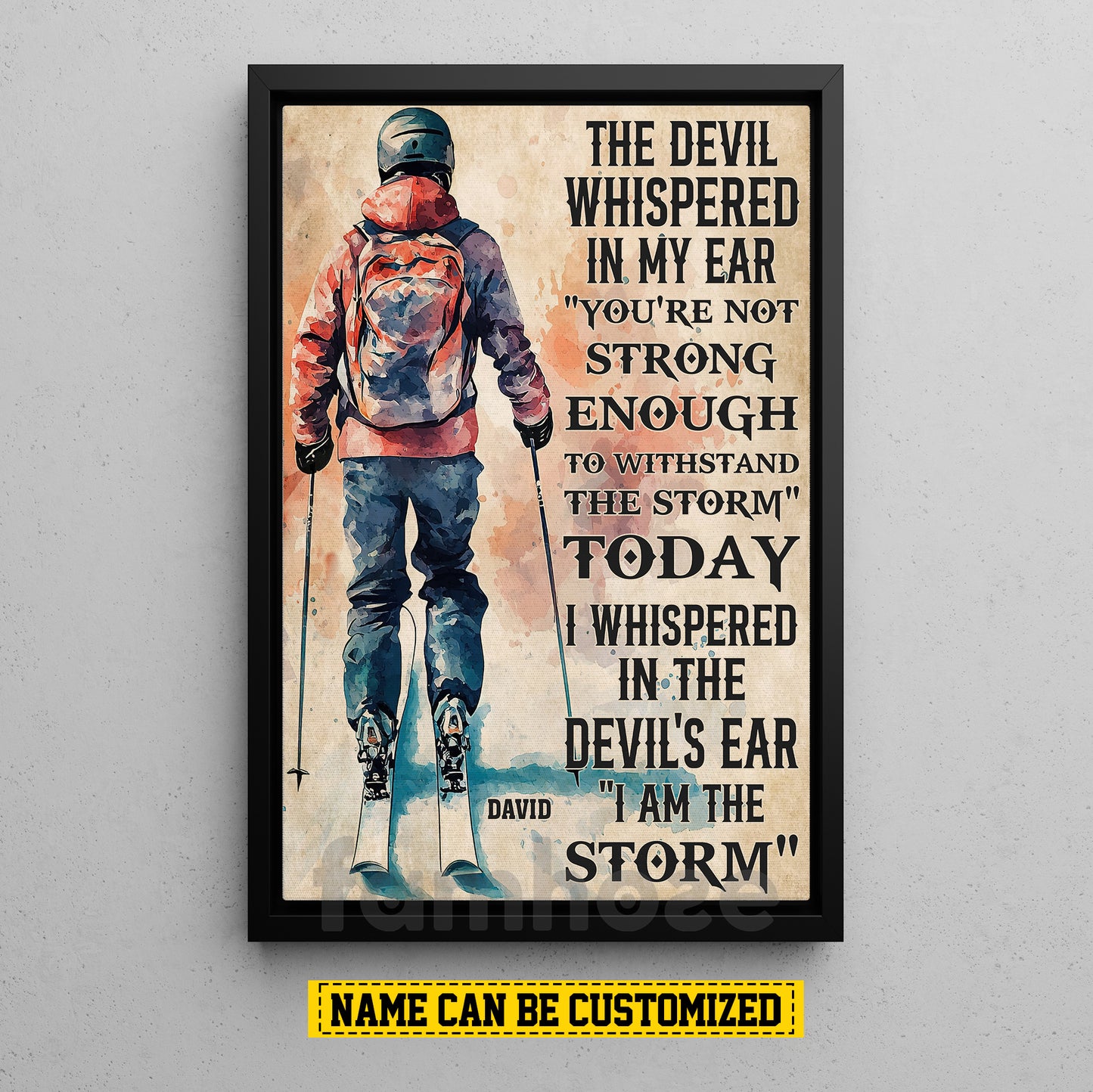 Personalized Skiing Canvas Painting, I Am The Storm Sport Wall Art Decor, Poster Gift For Skiing Lovers