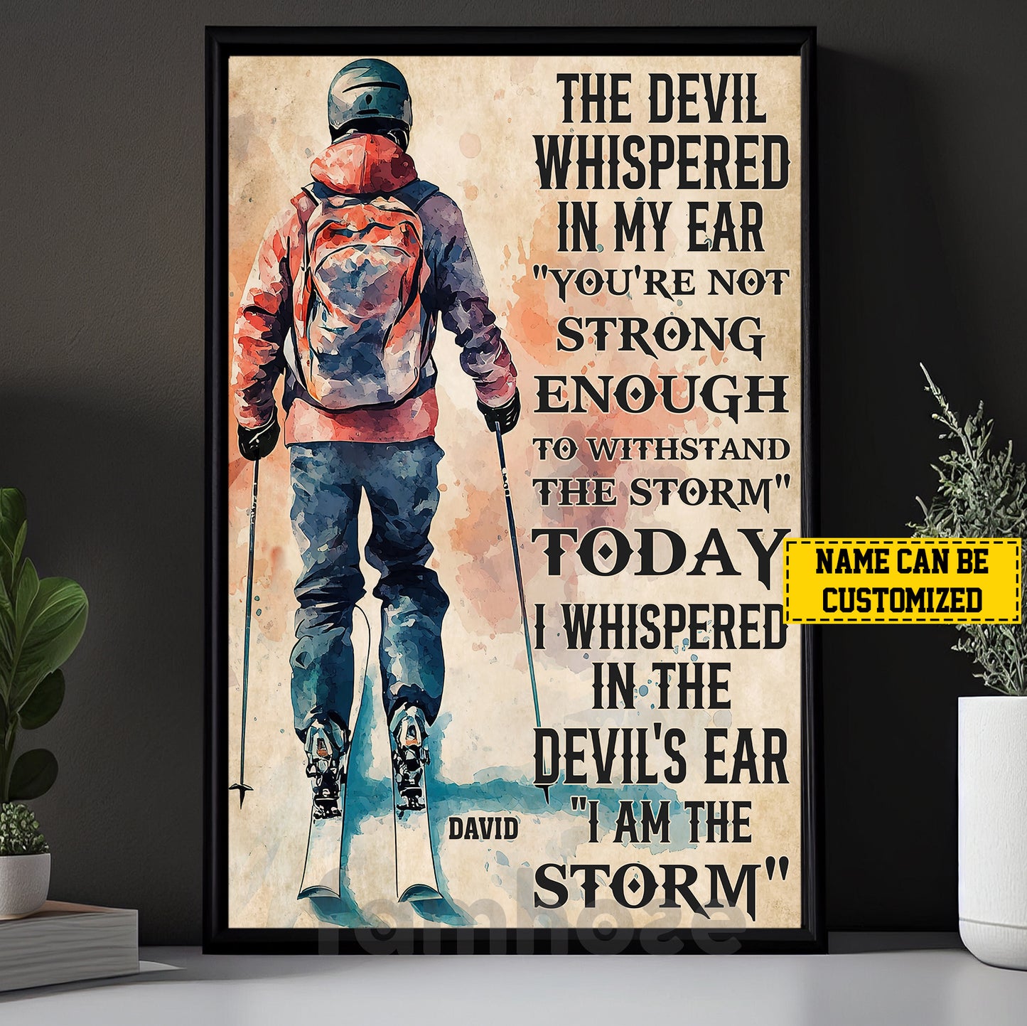 Personalized Skiing Canvas Painting, I Am The Storm Sport Wall Art Decor, Poster Gift For Skiing Lovers