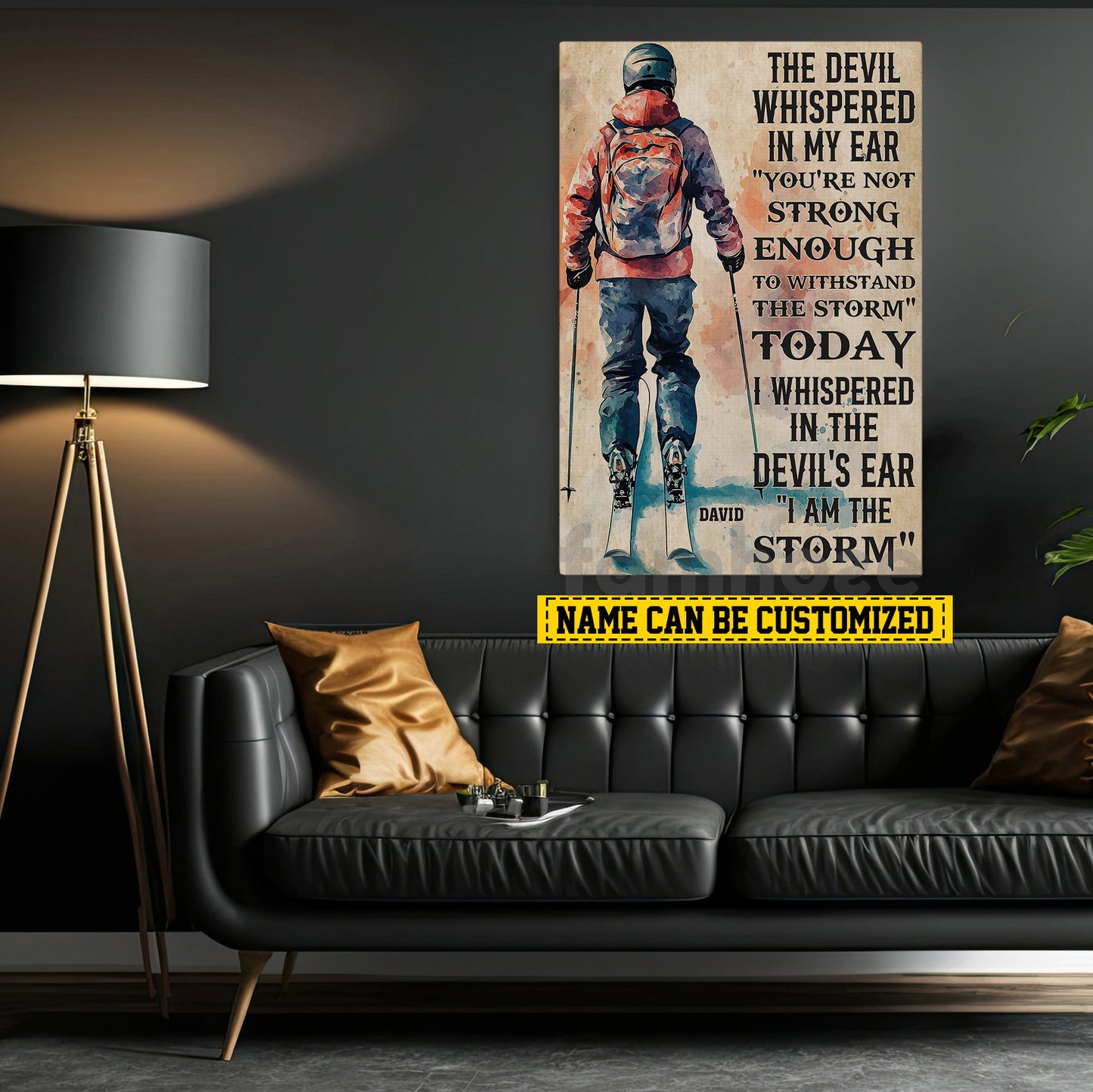 Personalized Skiing Canvas Painting, I Am The Storm Sport Wall Art Decor, Poster Gift For Skiing Lovers