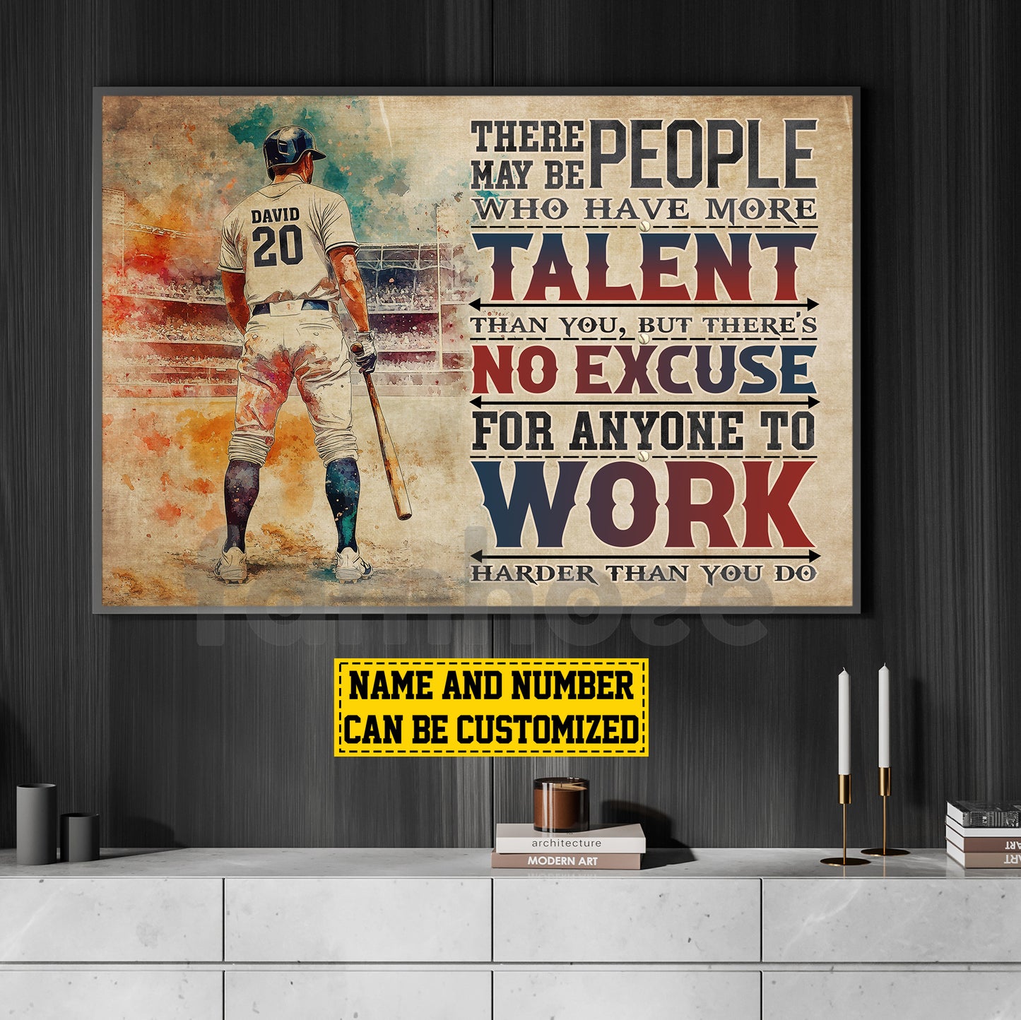 Personalized Baseball Man Canvas Painting, There May Be People Who Have More Talent Than You Sport Wall Art Decor, Poster Gift For Baseball Lovers