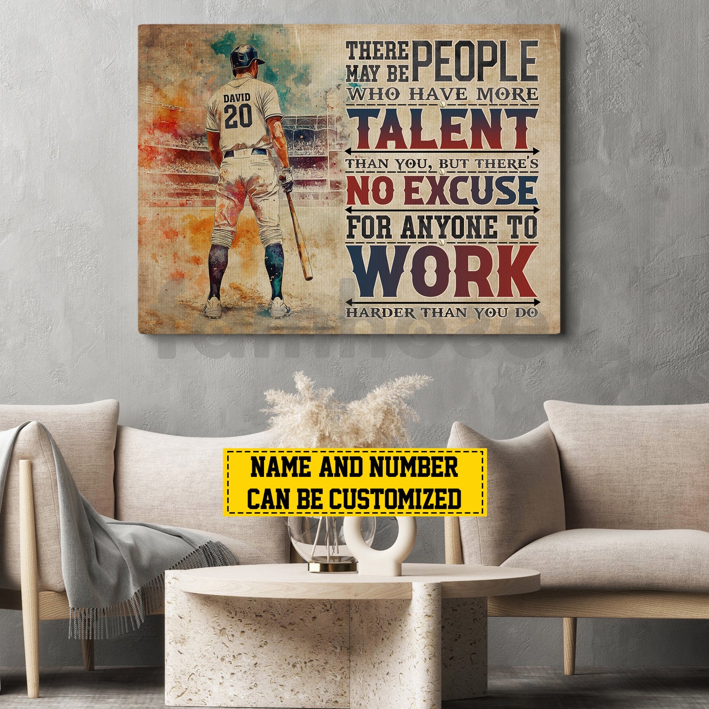 Personalized Baseball Man Canvas Painting, There May Be People Who Have More Talent Than You Sport Wall Art Decor, Poster Gift For Baseball Lovers