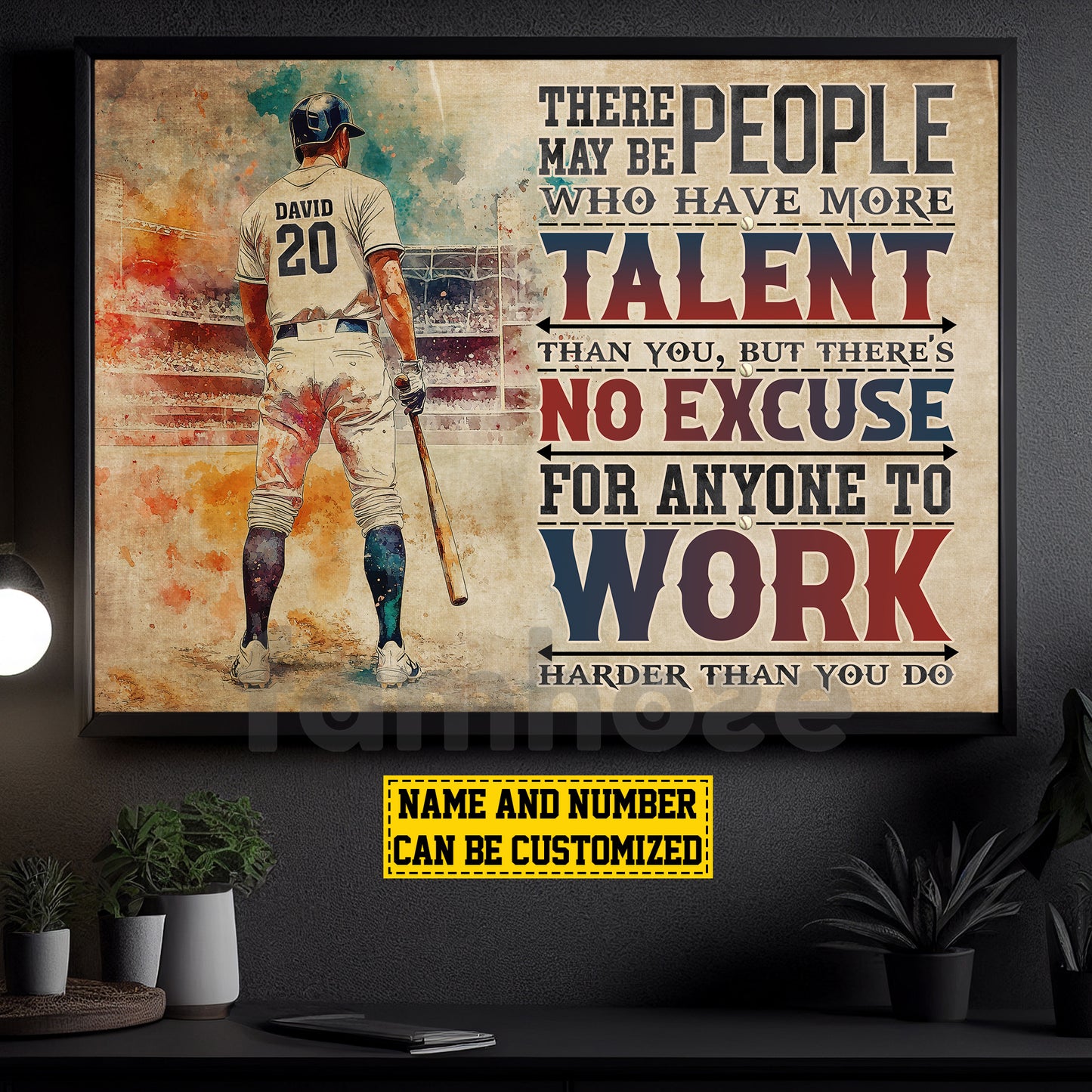 Personalized Baseball Man Canvas Painting, There May Be People Who Have More Talent Than You Sport Wall Art Decor, Poster Gift For Baseball Lovers