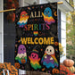 Halloween Rainbow Boo LGBT Pride Garden & House Flag, All Spirits Welcome Yard Flag, Spooky Season Gift For Ghost Lover