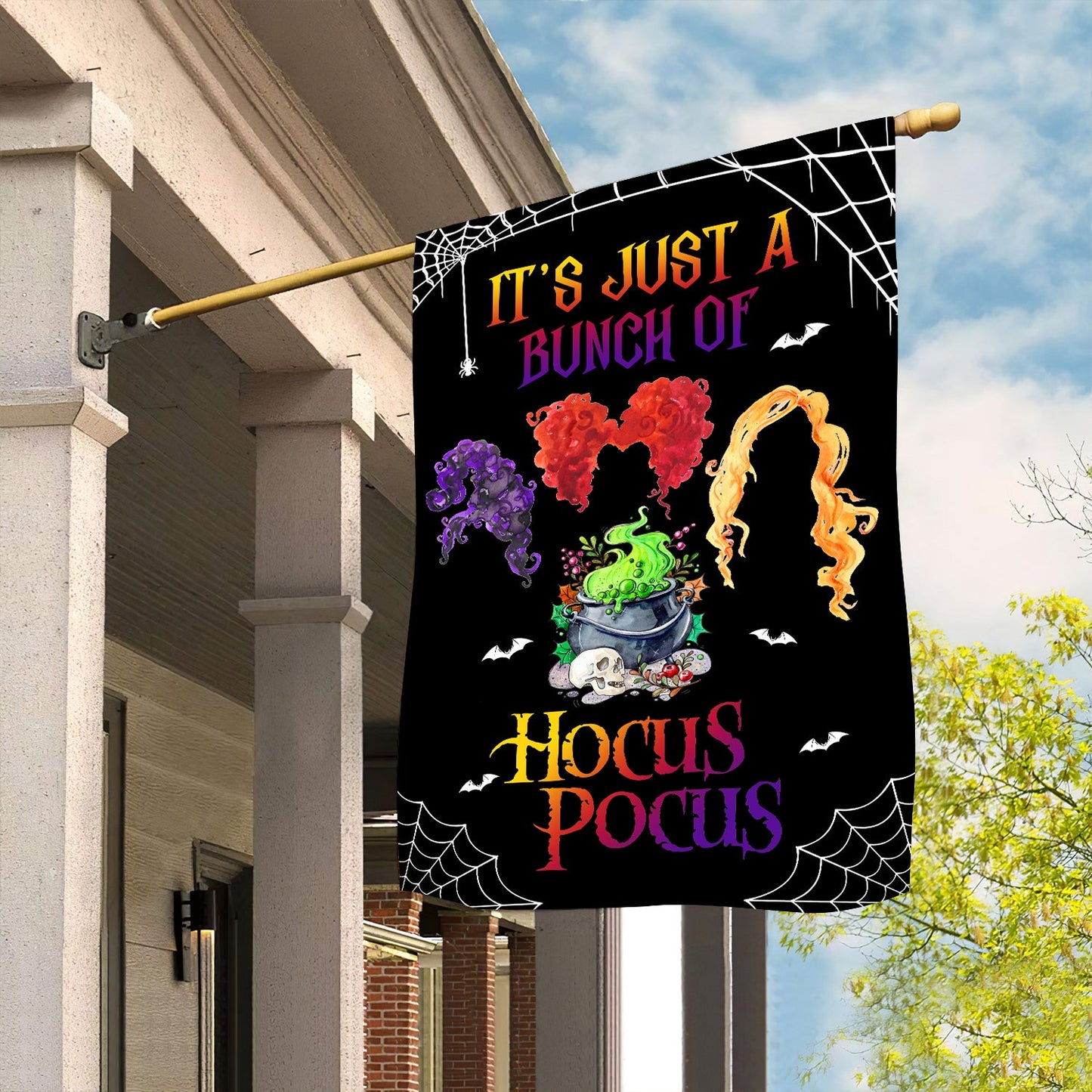 Halloween Flag, It's Just A Bunch Of Hocus Pocus, Flag Gift For Halloween, Gift For Garden Flag