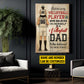 Motivational Personalized Volleyball Dad Daughter Canvas Painting, Behind Every Volleyball Player Sport Wall Art Decor, Poster Father's Day Gift For Volleyball Lovers