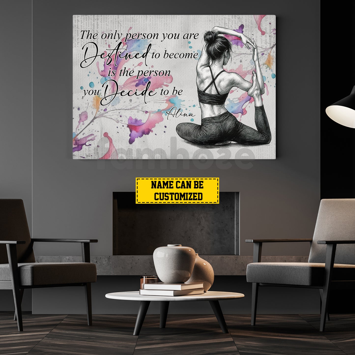 Personalized Yoga Girl Canvas Painting, The Only Person You Are Destined Wall Art Decor, Poster Gift For Yoga Lovers