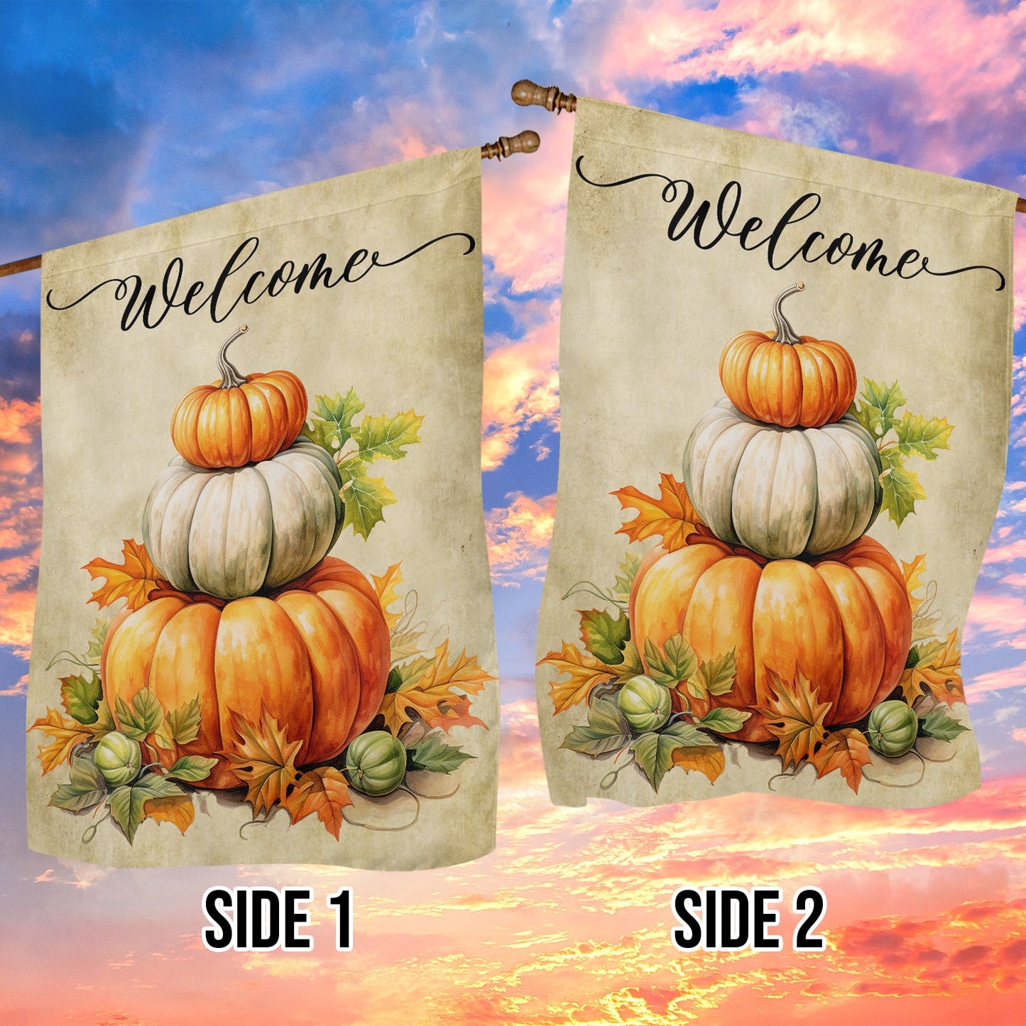 Welcome Pumpkins Thanksgiving Flag, Full Of Pumpkins In My Garden, Pumpkins Thanksgiving Garden Flag Gift