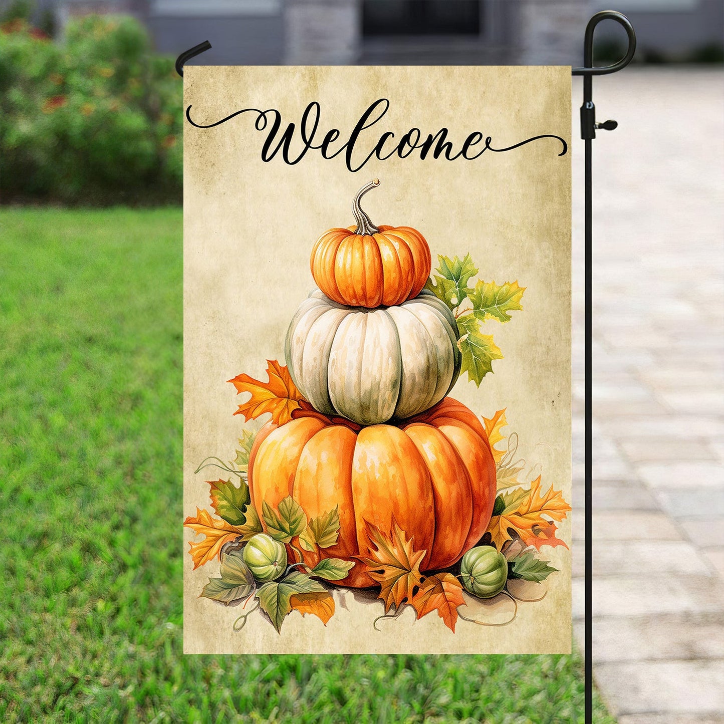 Welcome Pumpkins Thanksgiving Flag, Full Of Pumpkins In My Garden, Pumpkins Thanksgiving Garden Flag Gift