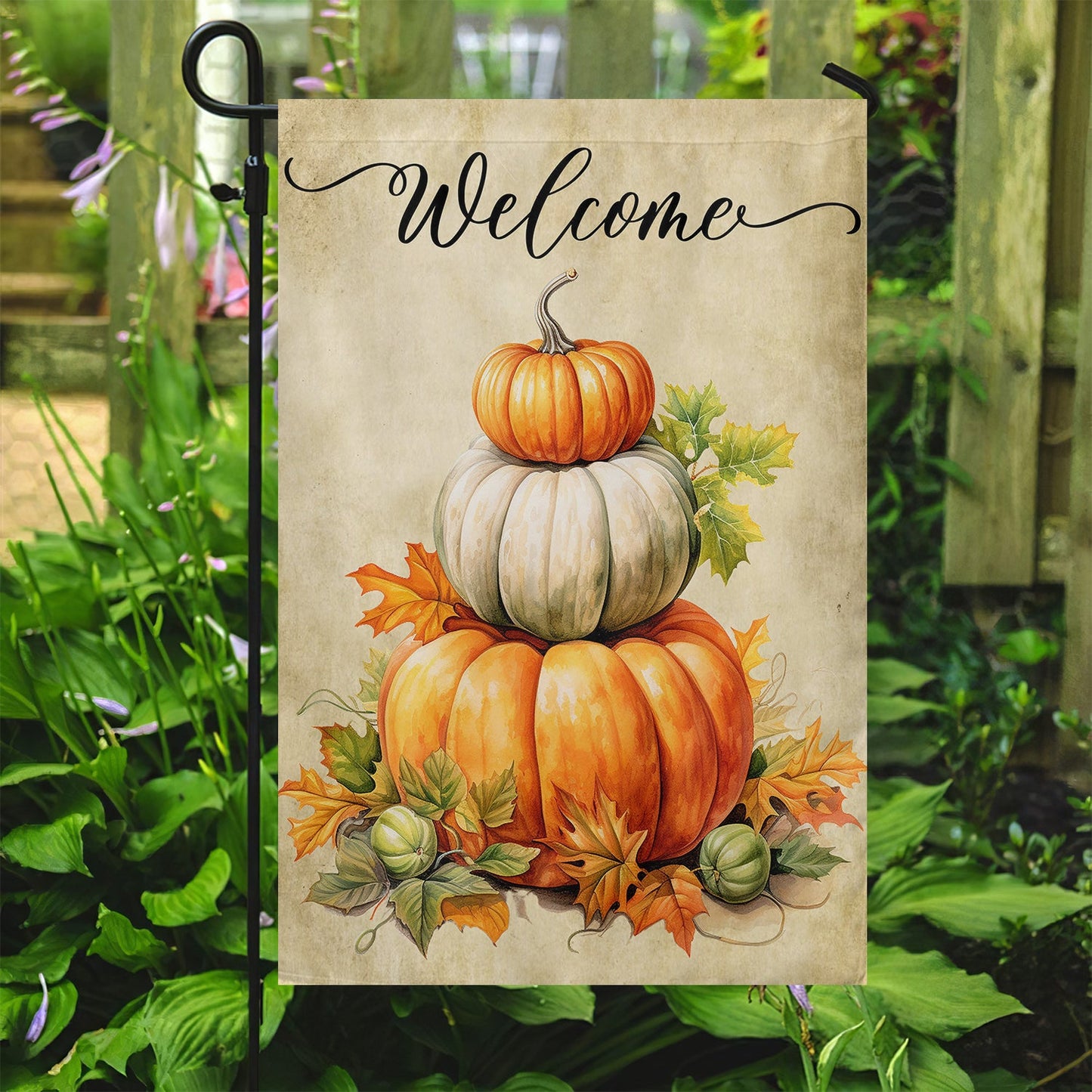 Welcome Pumpkins Thanksgiving Flag, Full Of Pumpkins In My Garden, Pumpkins Thanksgiving Garden Flag Gift