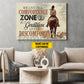 Personalized Horse Girl Riding Canvas Painting, We Live In A Comfortable Zone Wall Art Decor, Poster Gift For Horse Girl Lovers