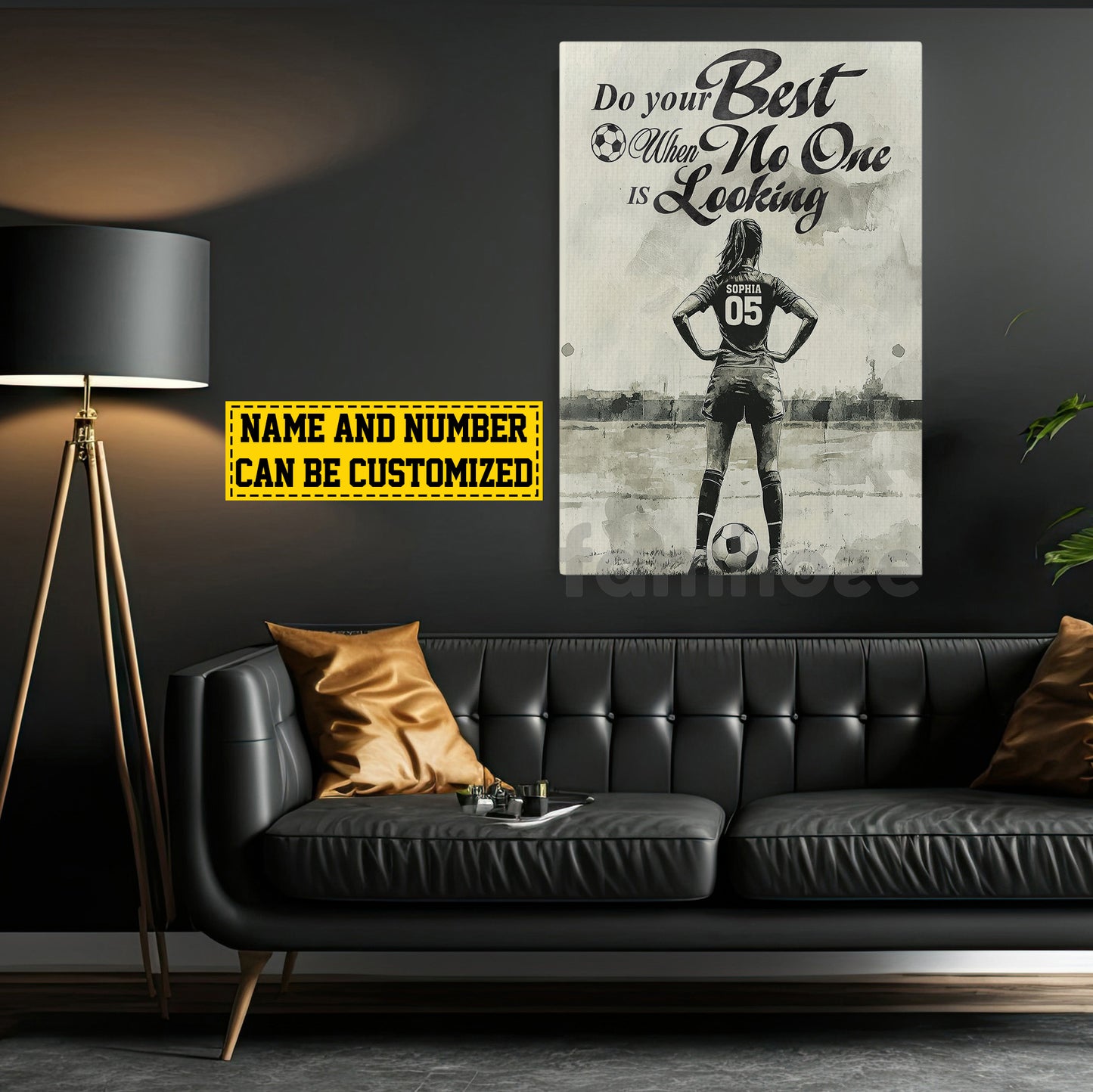 Personalized Soccer Woman Canvas Painting, Do Your Best When No One Is Looking Sports Wall Art Decor, Poster Gift For Soccer Lovers