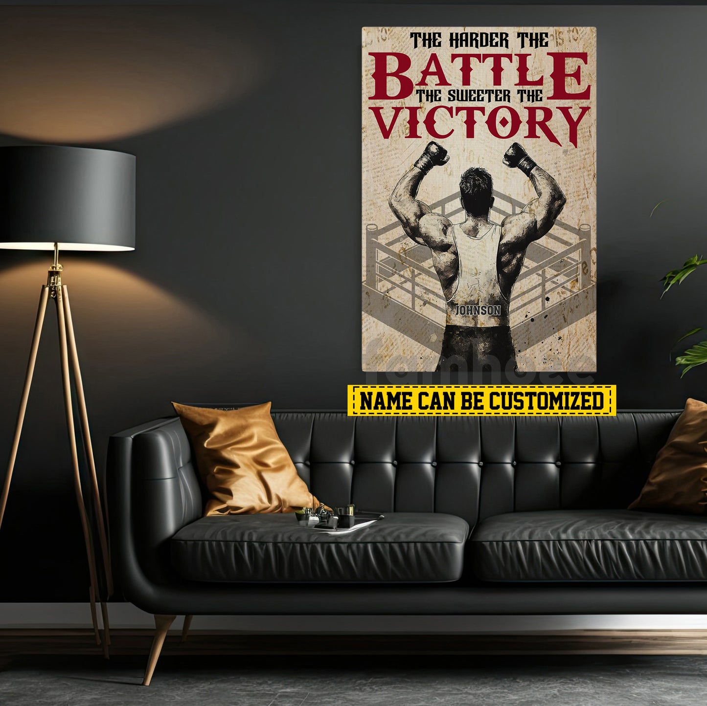 Personalized Wrestling Man Canvas Painting, The Harder The Battle The Sweeter The Victory Sports Wall Art Decor, Poster Gift For Wrestling Lovers