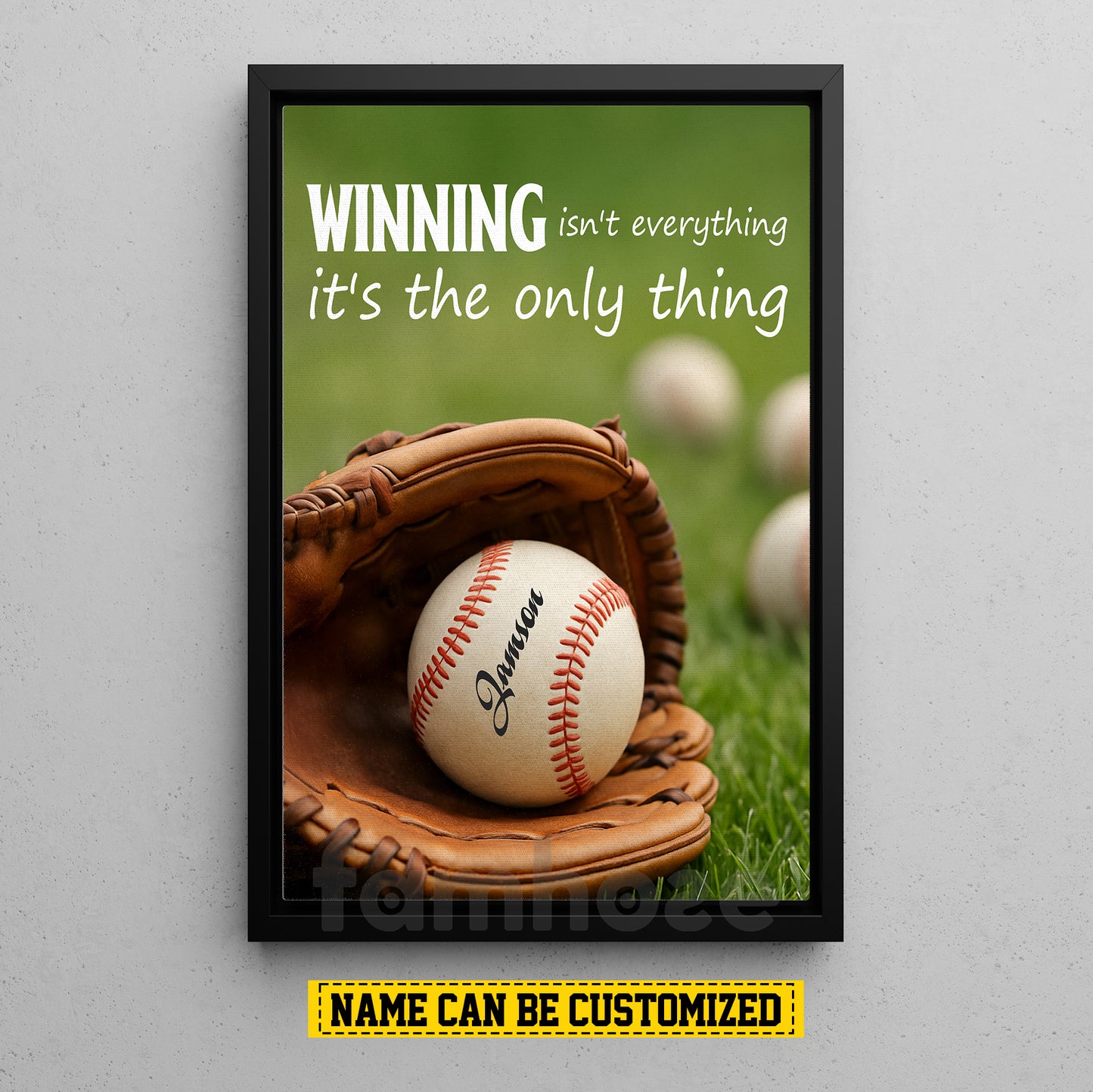 Motivational Personalized Baseball Canvas Painting, Winning Isn't Everything It's The Only Thing Sports Wall Art Decor, Poster Gift For Baseball Lovers
