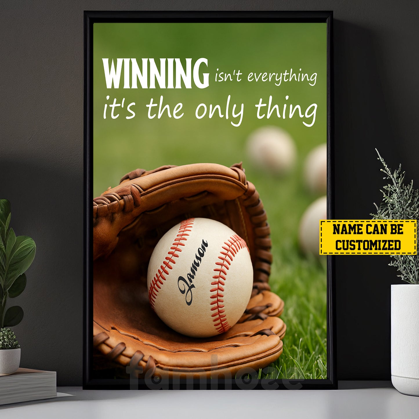 Motivational Personalized Baseball Canvas Painting, Winning Isn't Everything It's The Only Thing Sports Wall Art Decor, Poster Gift For Baseball Lovers
