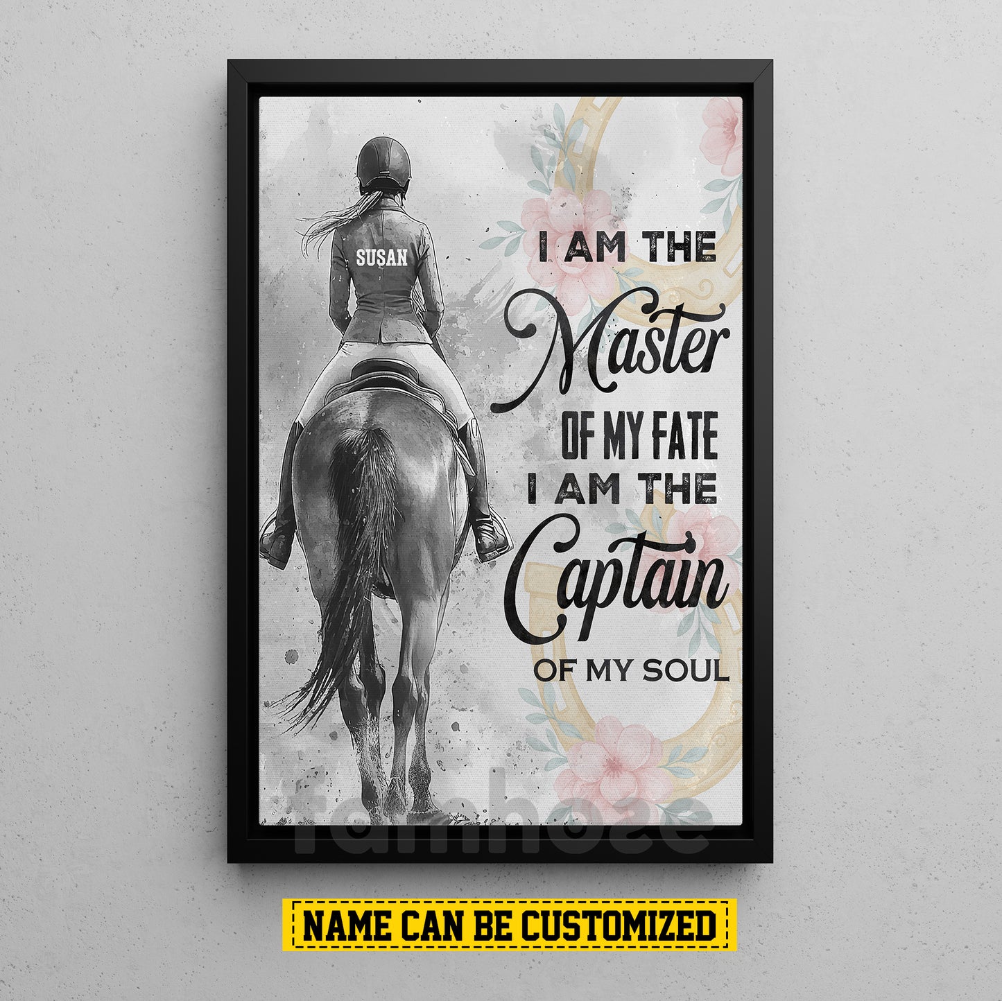 Personalized Horse Riding Girl Canvas Painting, I Am The Master Of My Fate Wall Art Decor, Poster Gift For Horse Girl
