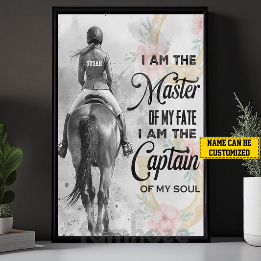 Personalized Horse Riding Girl Canvas Painting, I Am The Master Of My Fate Wall Art Decor, Poster Gift For Horse Girl
