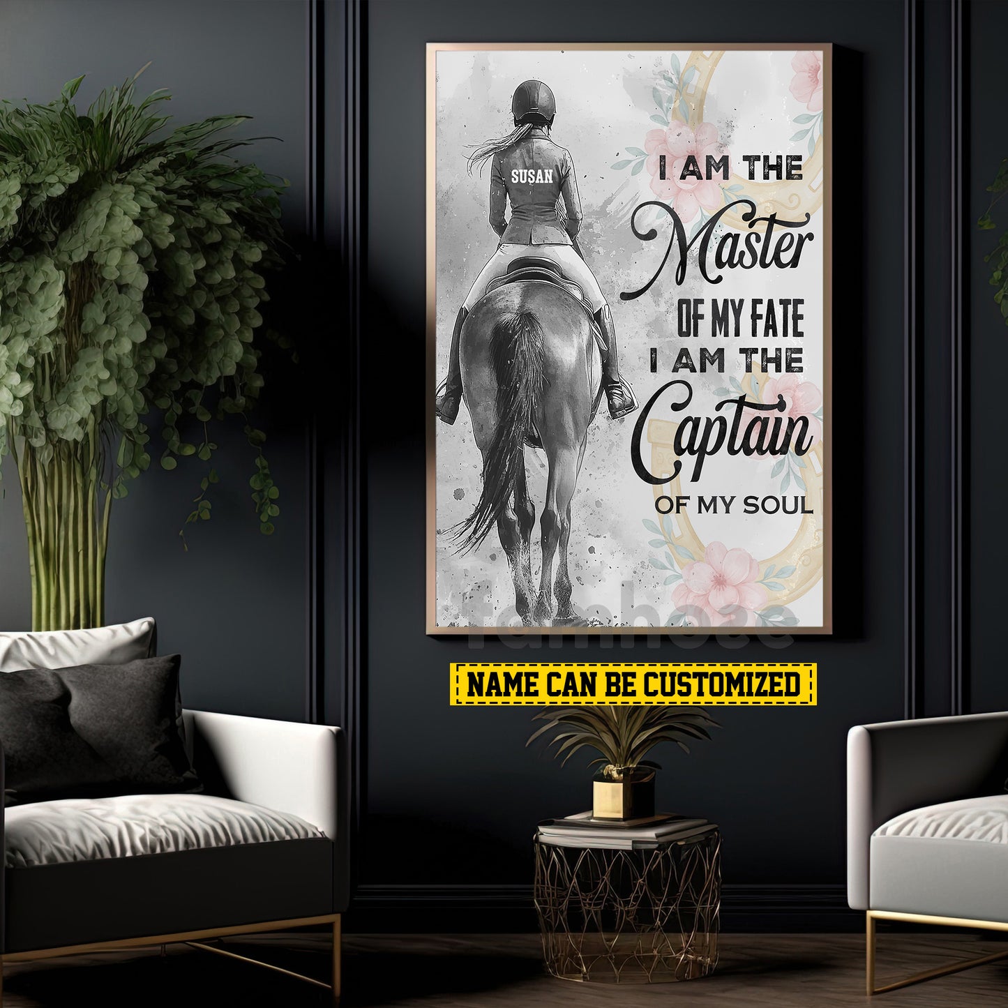 Personalized Horse Riding Girl Canvas Painting, I Am The Master Of My Fate Wall Art Decor, Poster Gift For Horse Girl